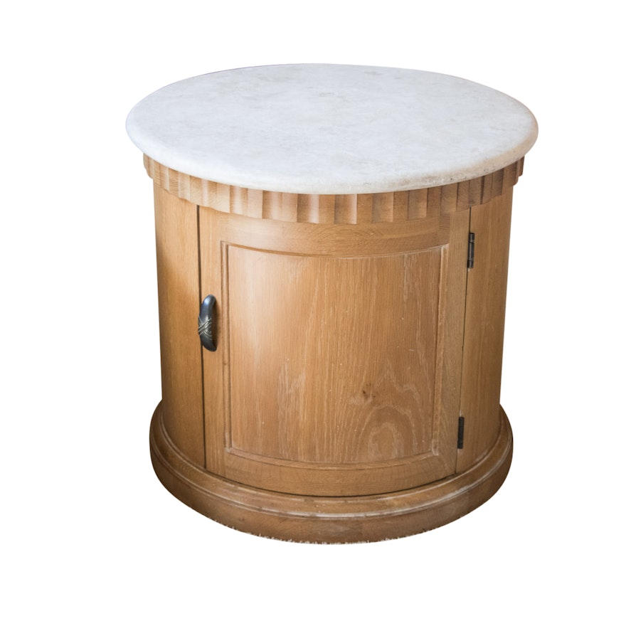 Contemporary Oak and Stone Round Table