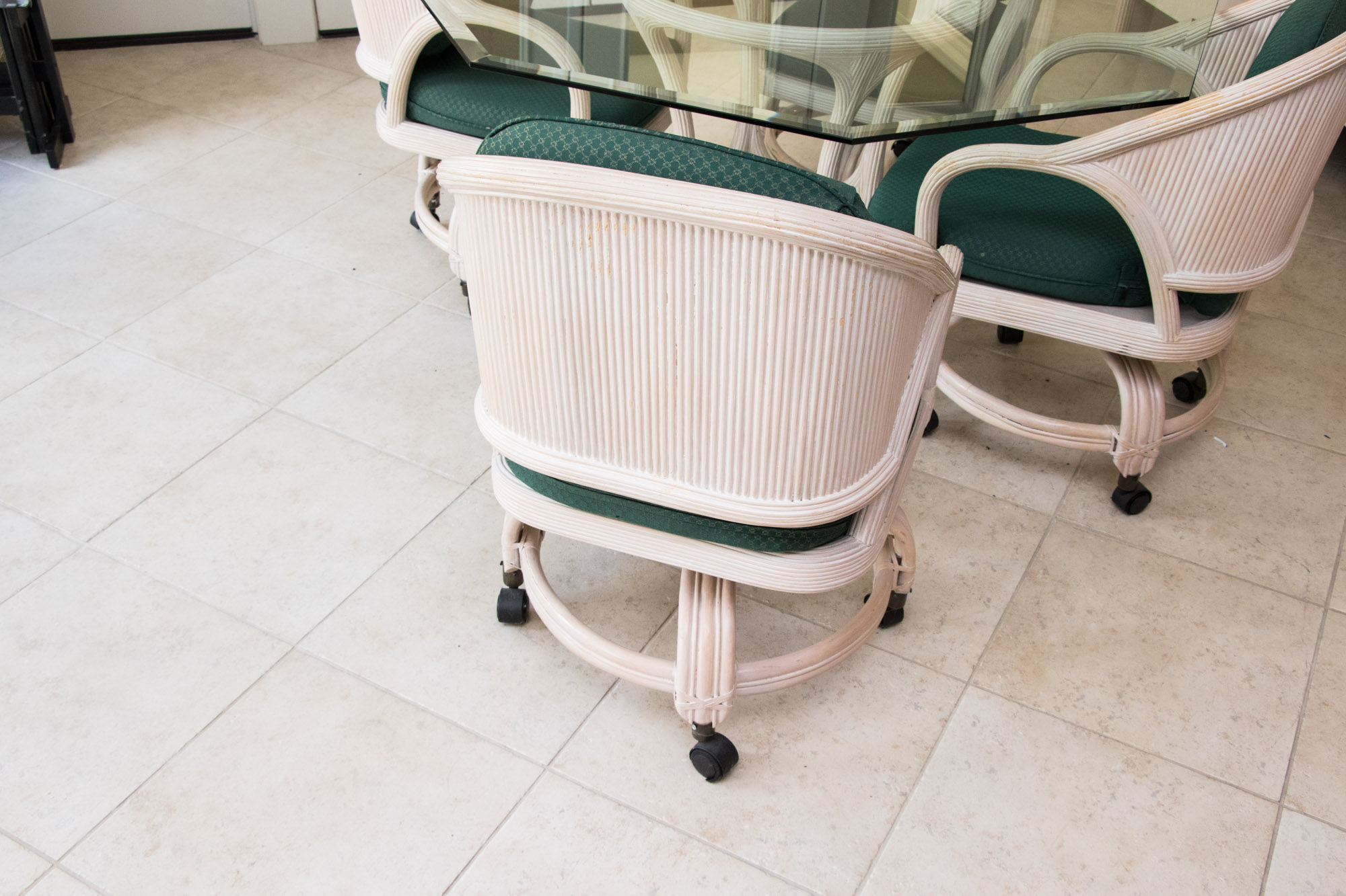 Glass Top Dining Table and Chair Set, 20th Century