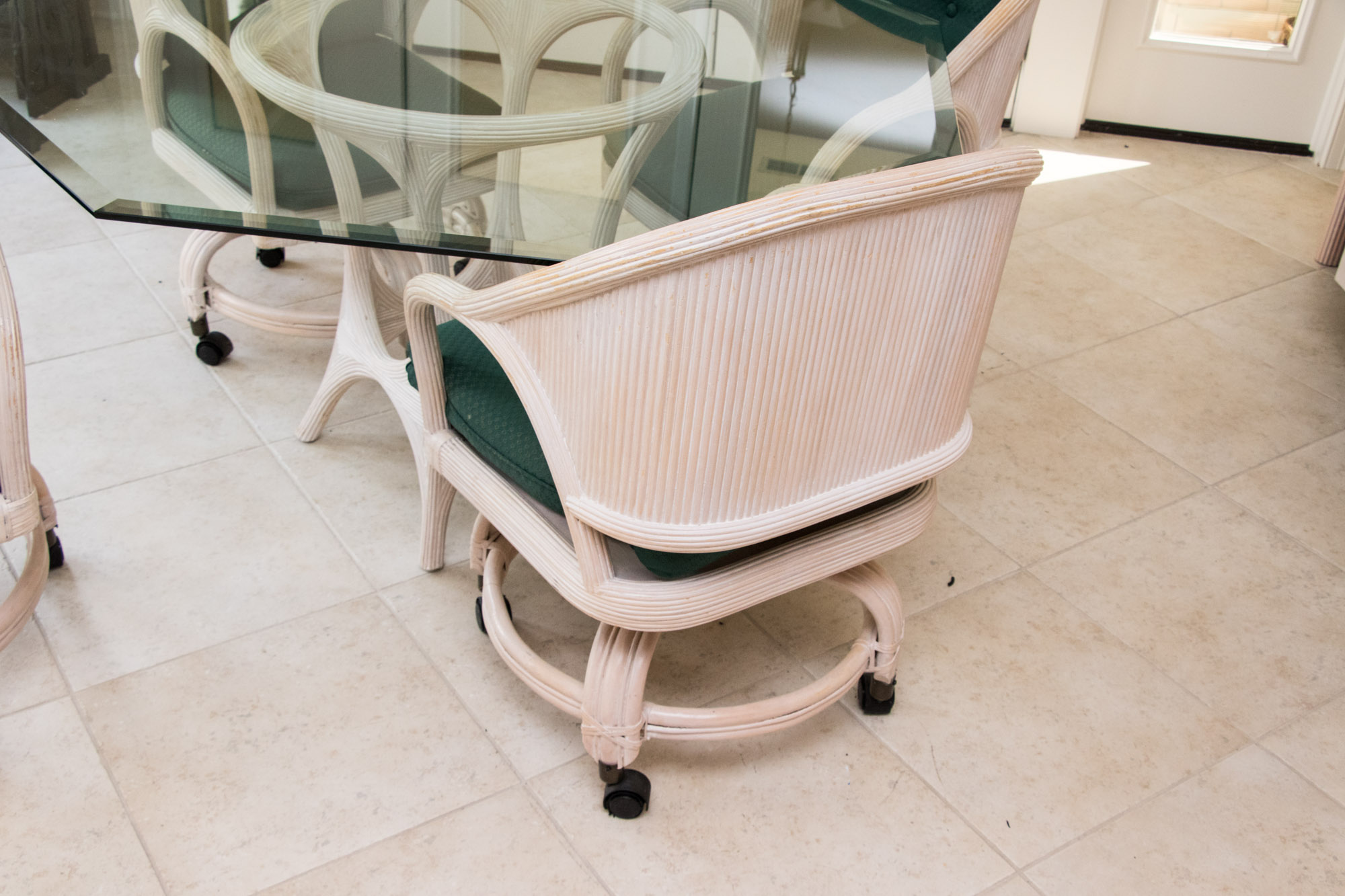 Glass Top Dining Table and Chair Set, 20th Century