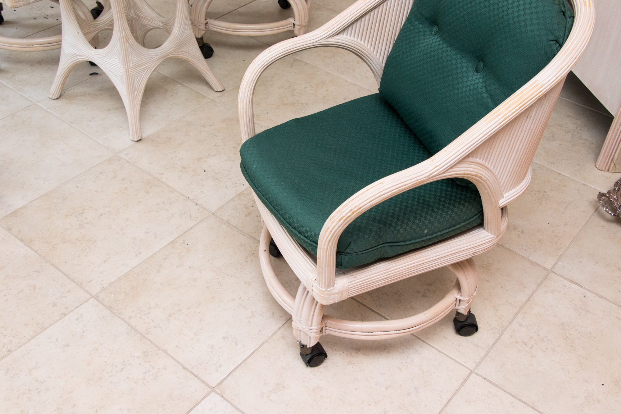 Glass Top Dining Table and Chair Set, 20th Century