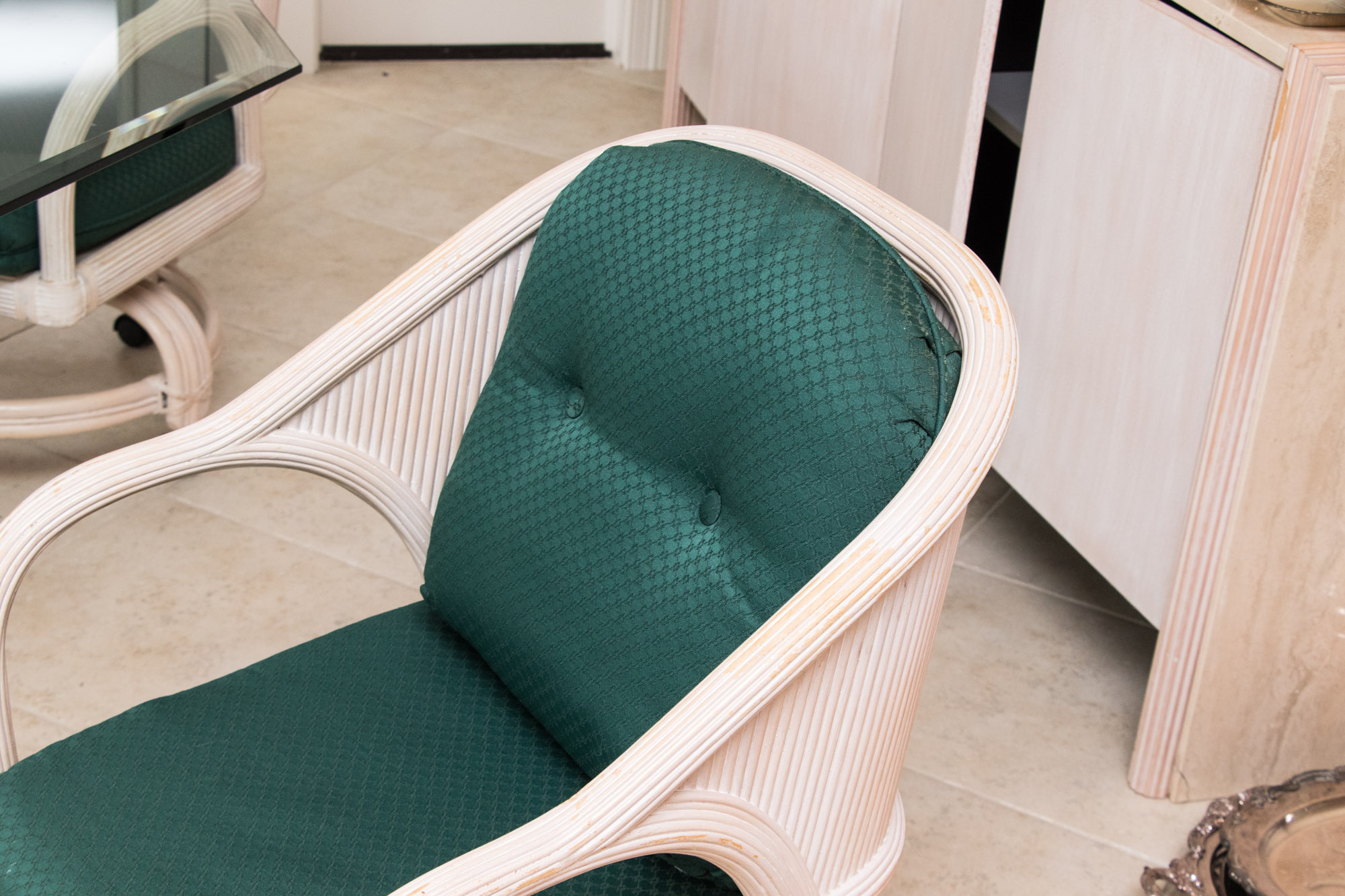 Glass Top Dining Table and Chair Set, 20th Century