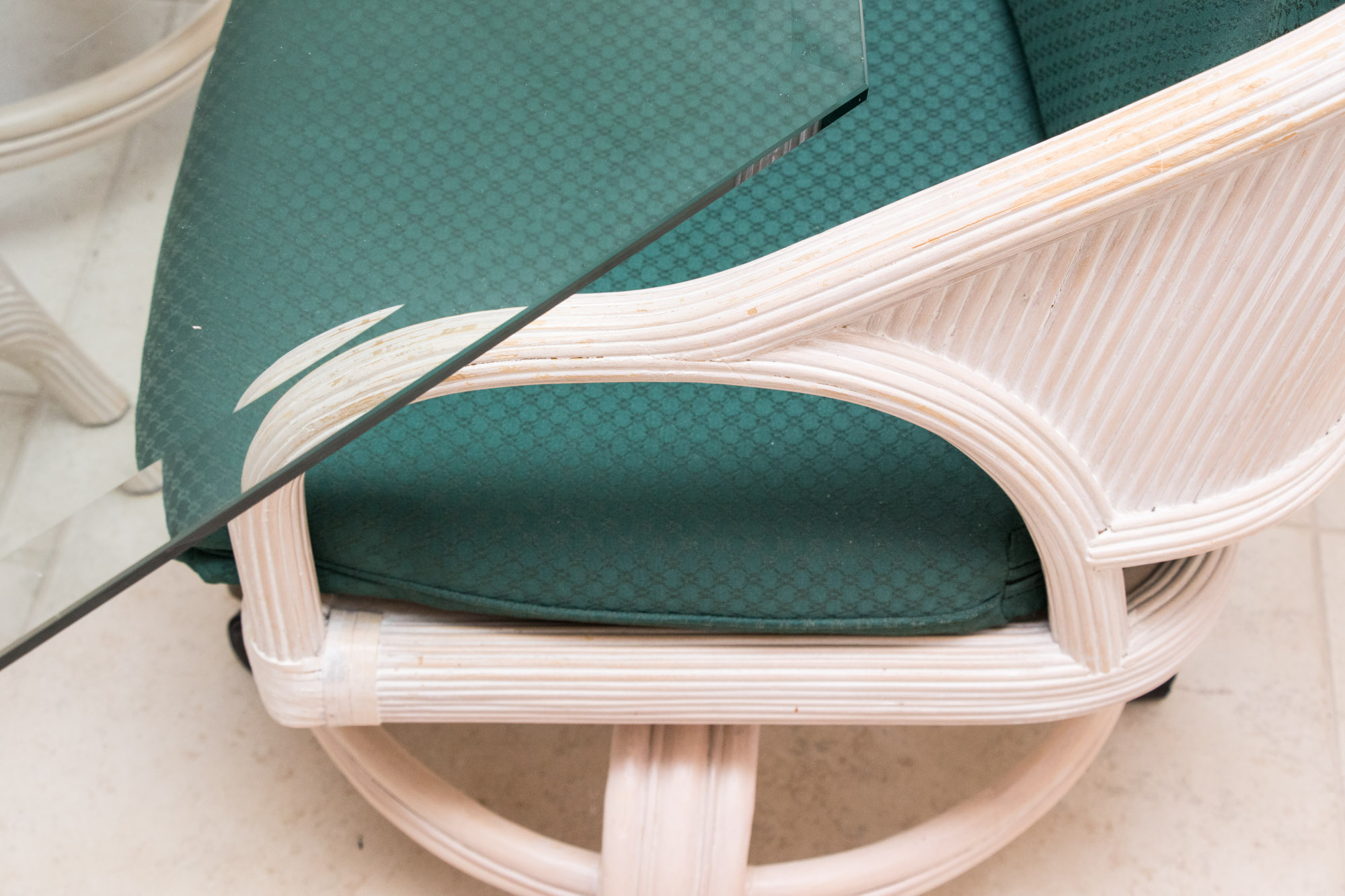 Glass Top Dining Table and Chair Set, 20th Century