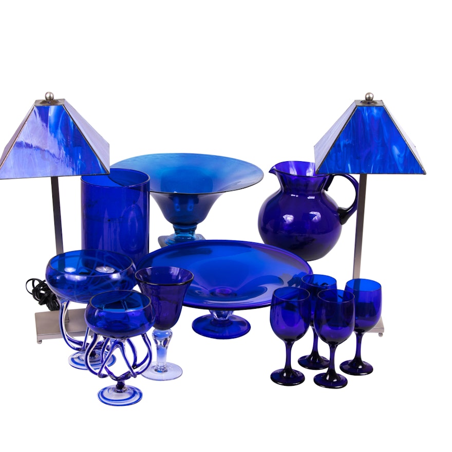 Cobalt Blue Glass Home Decorations