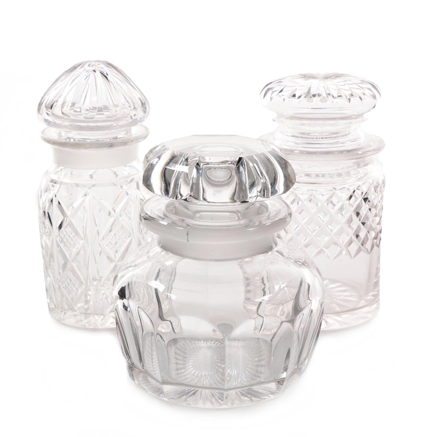 Collection of Three Antique Edwardian Cut Glass Pickle Jars