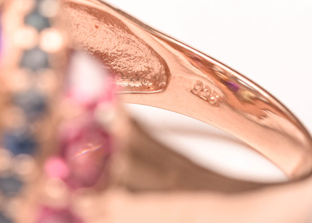 Sterling Silver, 3.78 CTW Blue Topaz and Multicolor Gemstone Ring