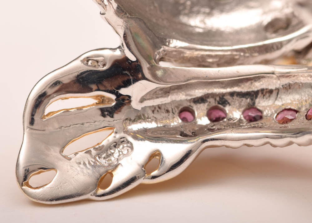 Sterling Silver, 1.30 CTW Ruby, Emerald, Garnet and Sapphire Dragon Head Ring