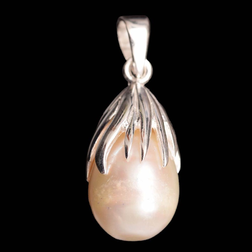 Sterling Silver and Freshwater Pearl Drop Pendant