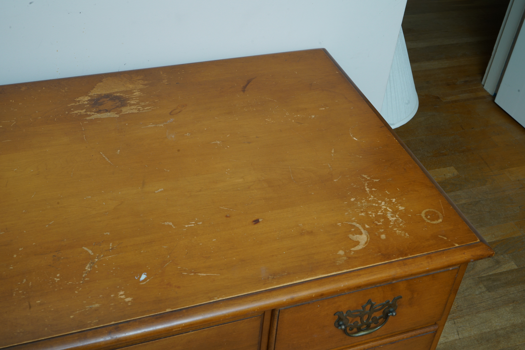 Federal Style Maple Kneehole Desk by Conant Ball Company, Mid-20th Century