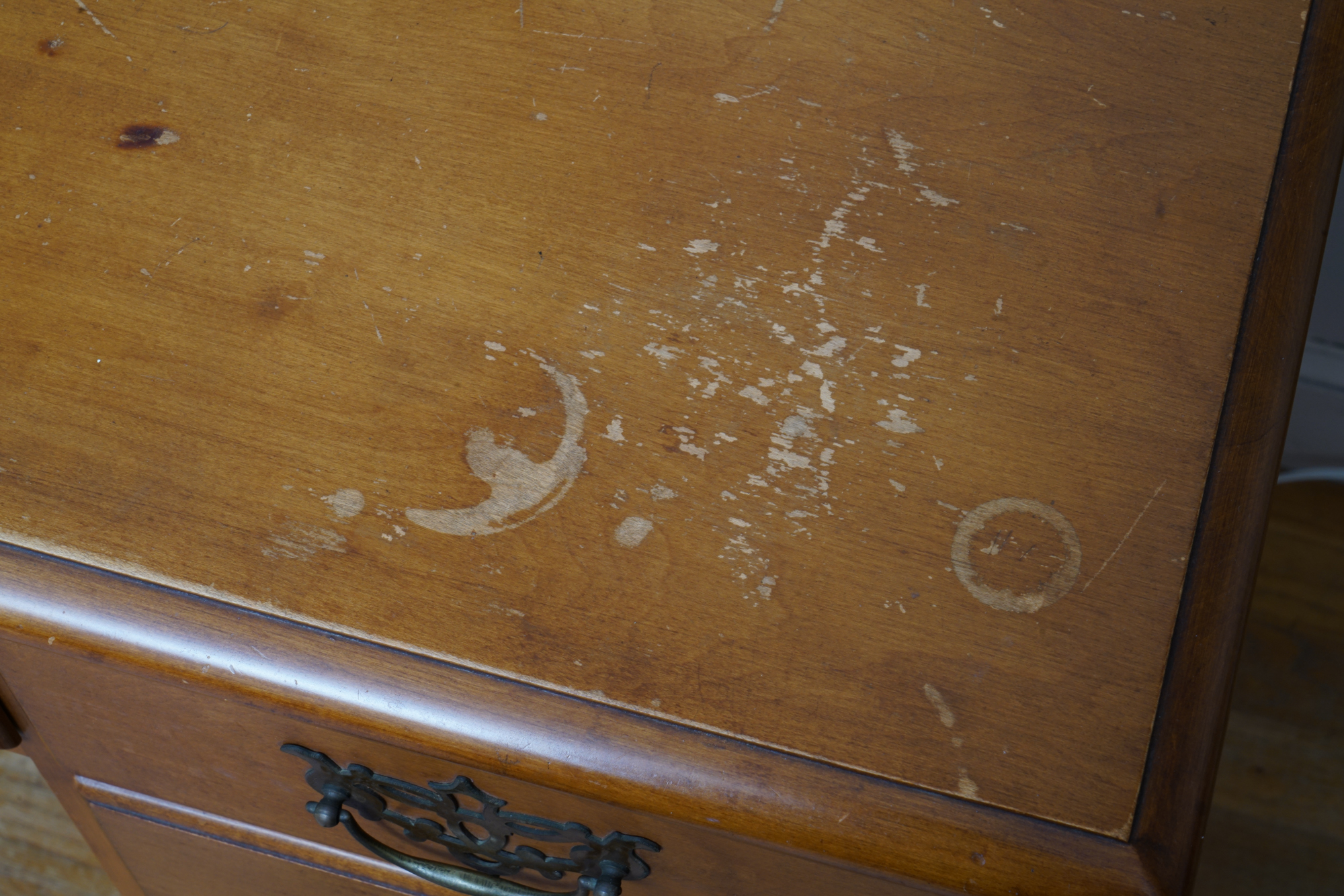 Federal Style Maple Kneehole Desk by Conant Ball Company, Mid-20th Century