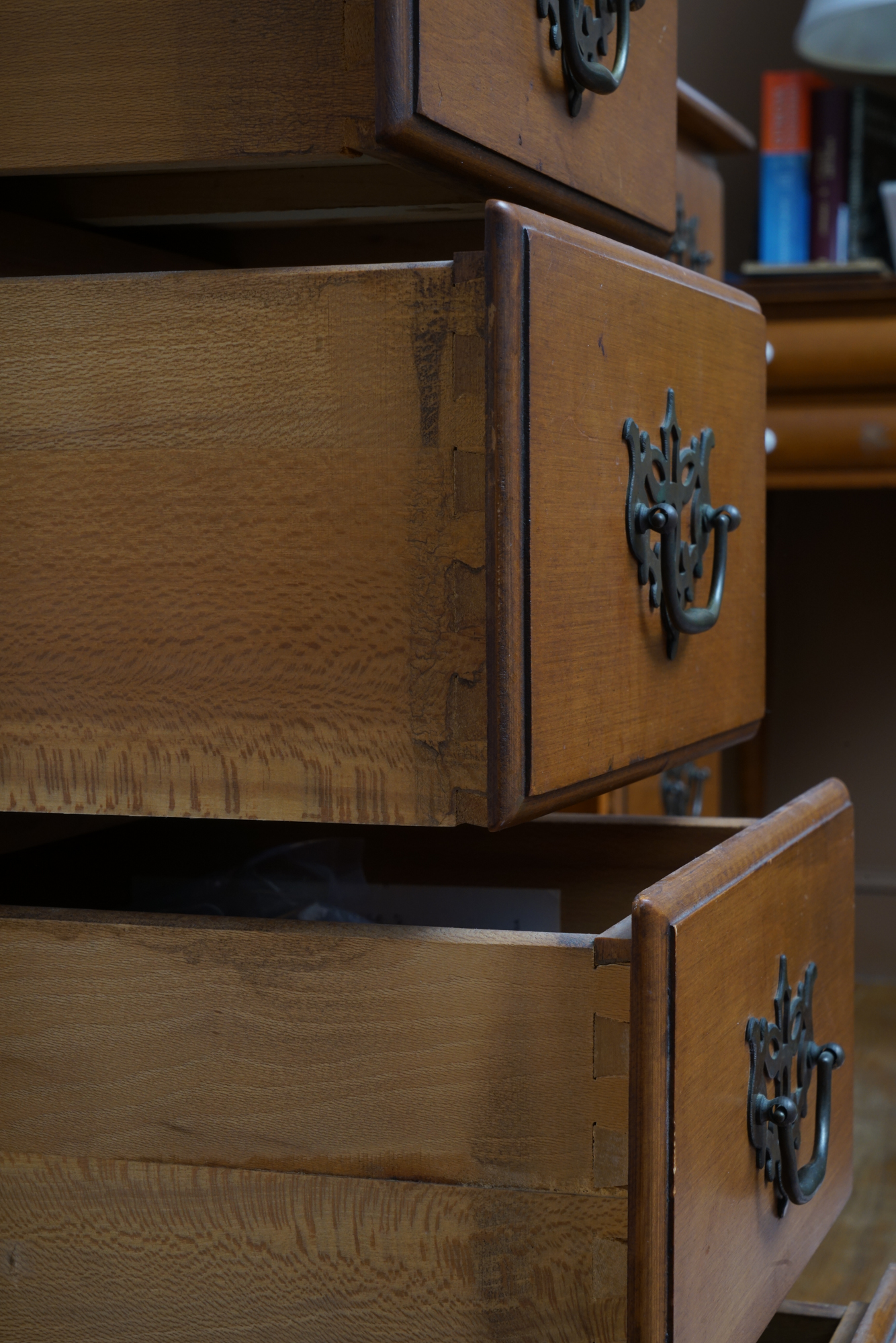Federal Style Maple Kneehole Desk by Conant Ball Company, Mid-20th Century
