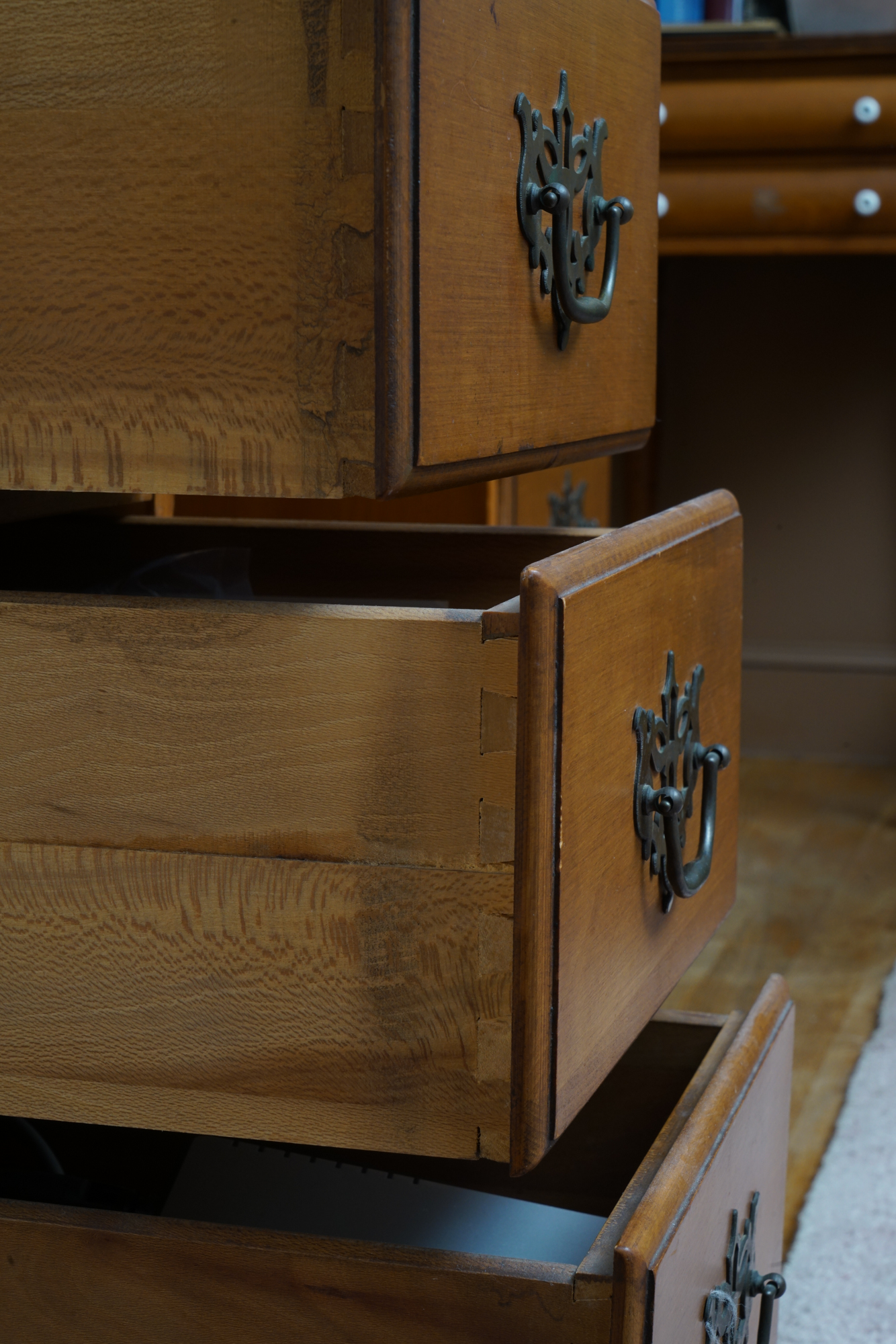 Federal Style Maple Kneehole Desk by Conant Ball Company, Mid-20th Century