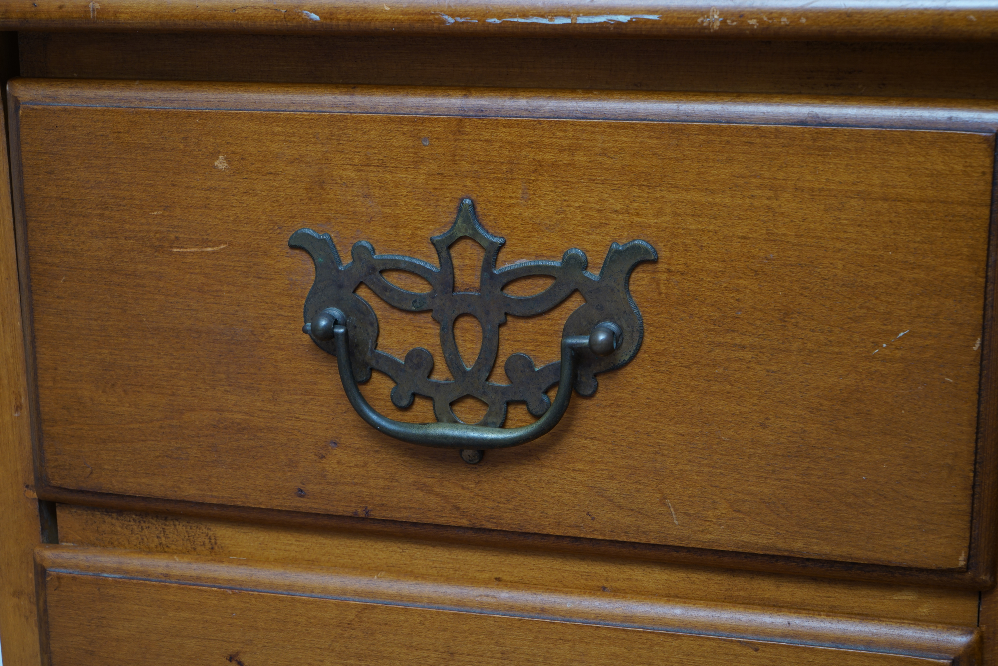 Federal Style Maple Kneehole Desk by Conant Ball Company, Mid-20th Century