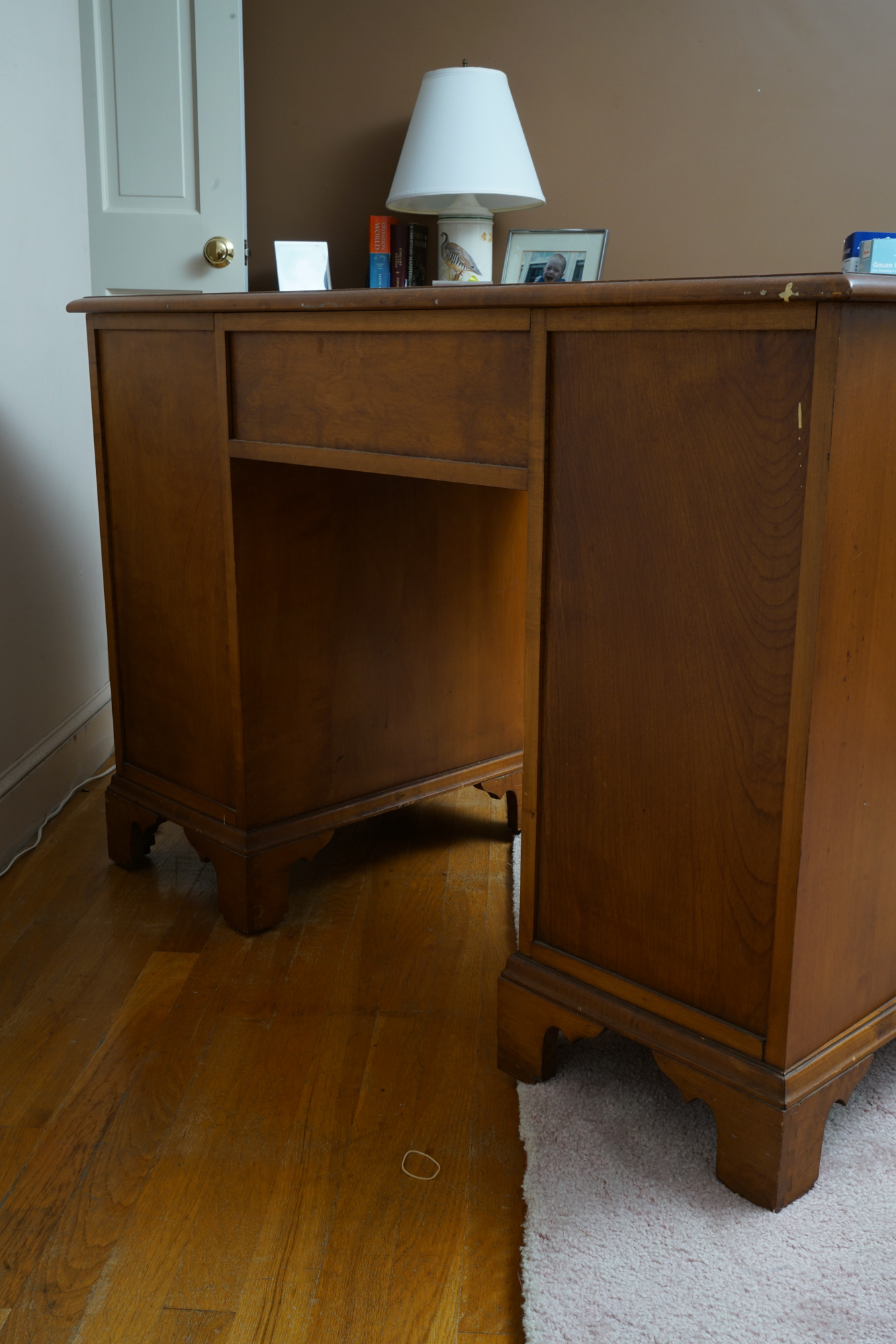 Federal Style Maple Kneehole Desk by Conant Ball Company, Mid-20th Century