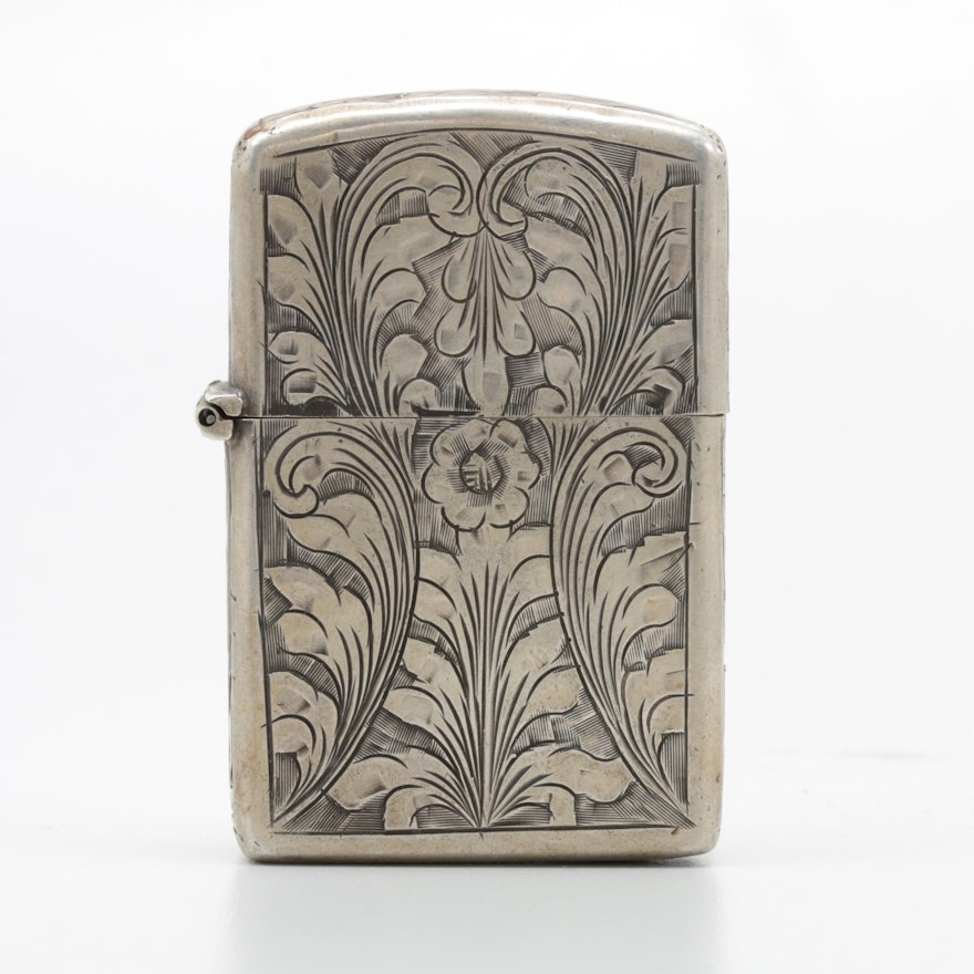 800 Silver Lighter with Engraved Details