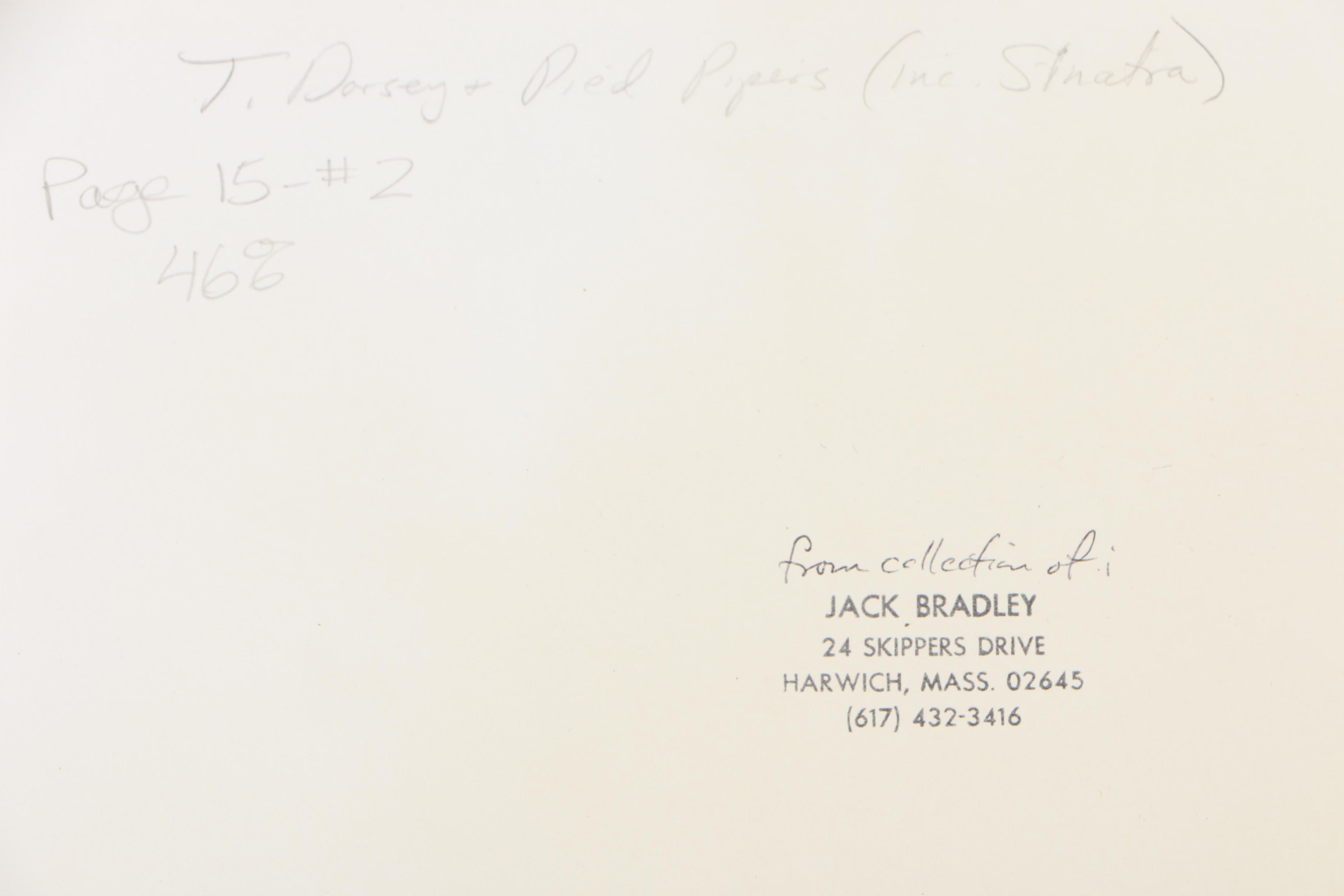 Tommy Dorsey Photographs including Group Shot of Pied Pipers with Frank Sinatra