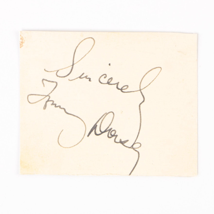 Bandleader Tommy Dorsey Autographed Card