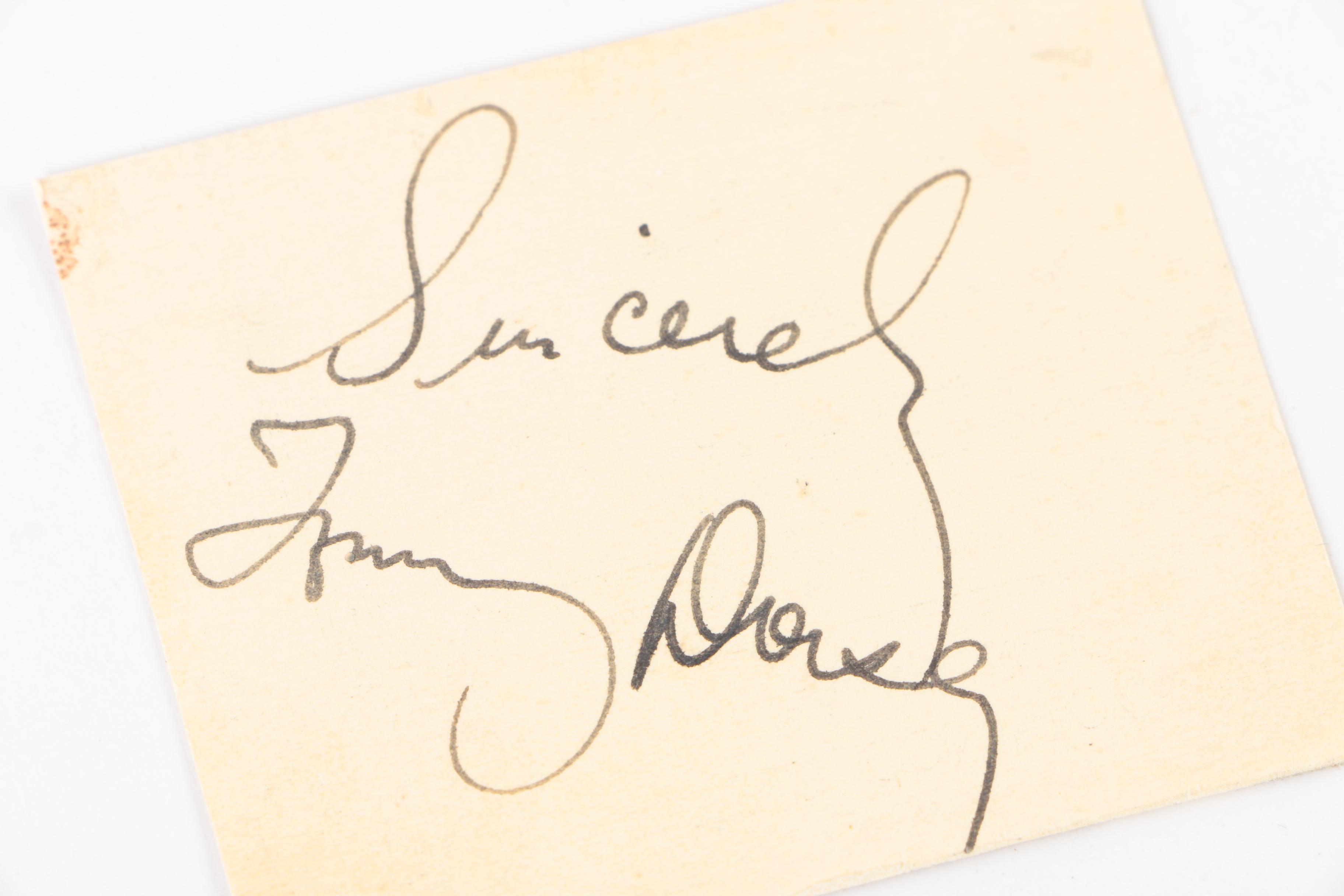 Bandleader Tommy Dorsey Autographed Card