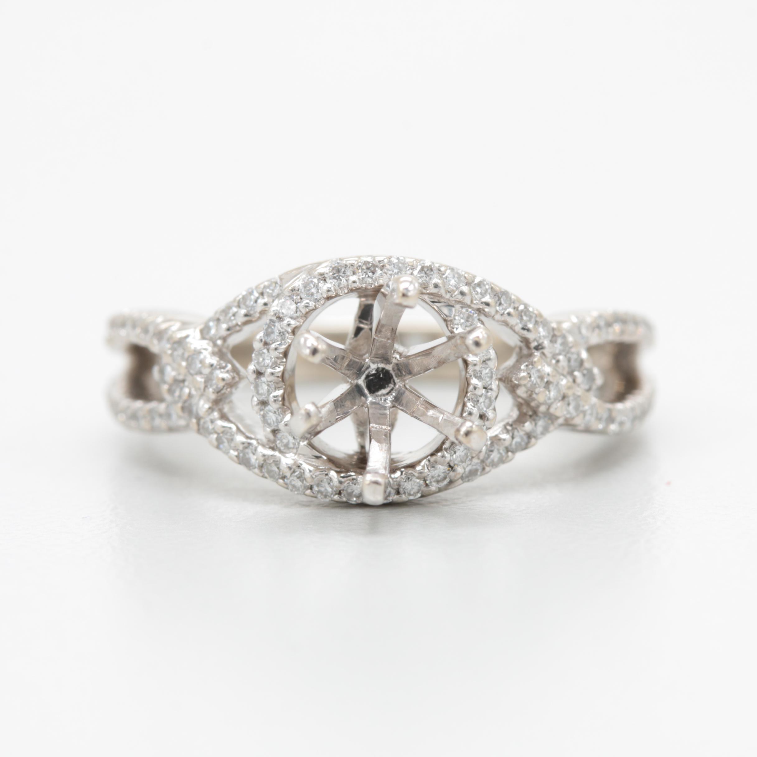 Shane Co. 14K White Gold Diamond Semi-Mount