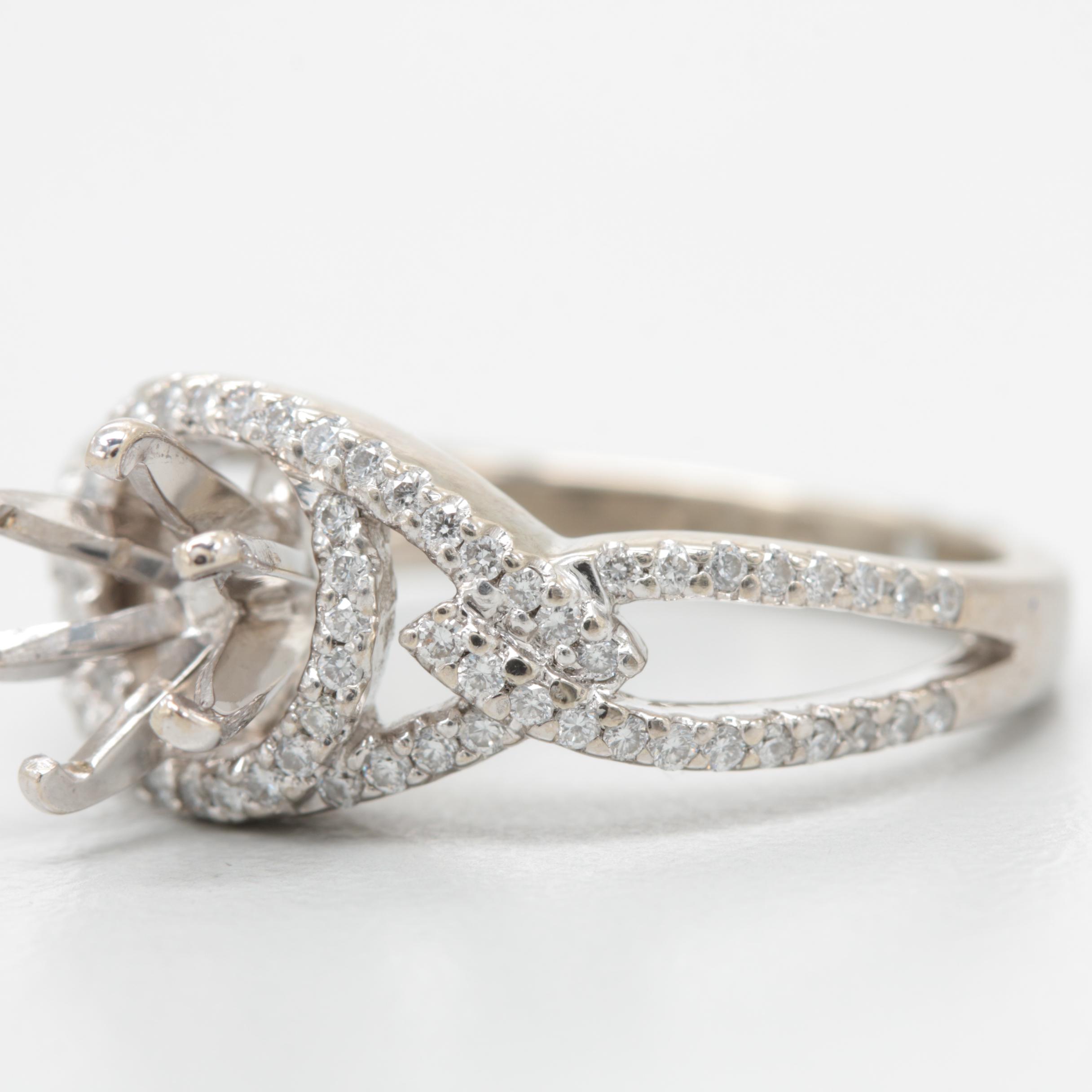 Shane Co. 14K White Gold Diamond Semi-Mount