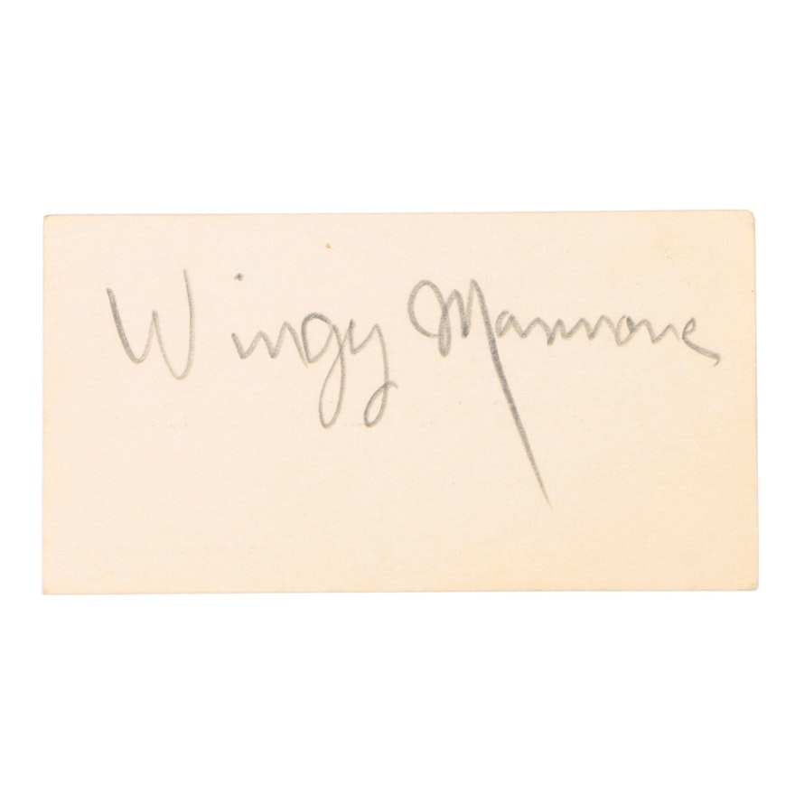 American Jazz Trumpeter Wingy Manone Autograph