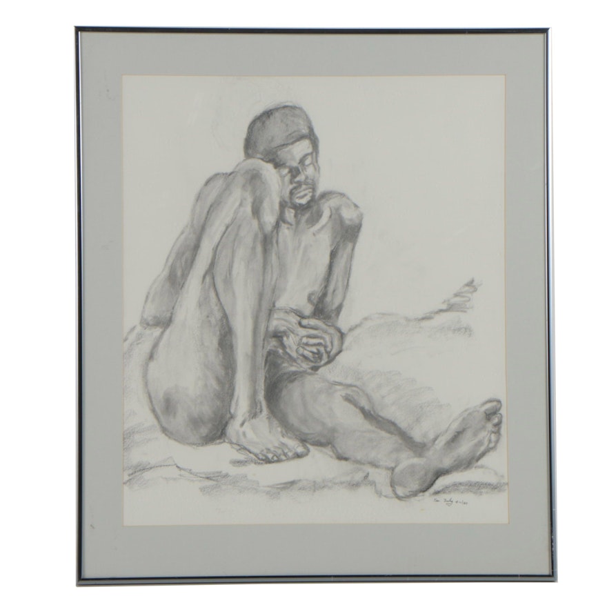 Charcoal Drawing Attributed to Tom Brady