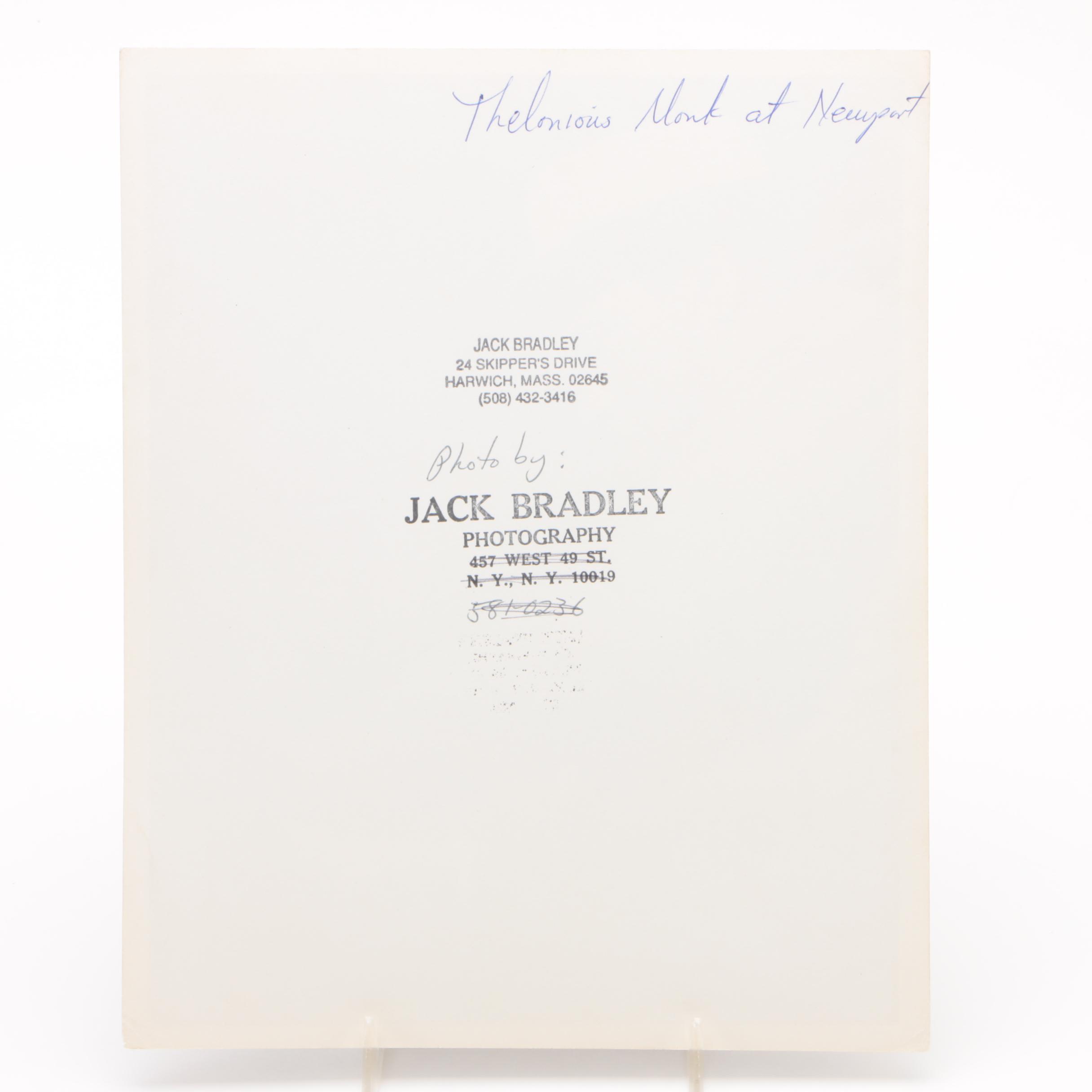 Gelatin-Silver Photograph of Thelonius Monk Playing the Piano by Jack Bradley