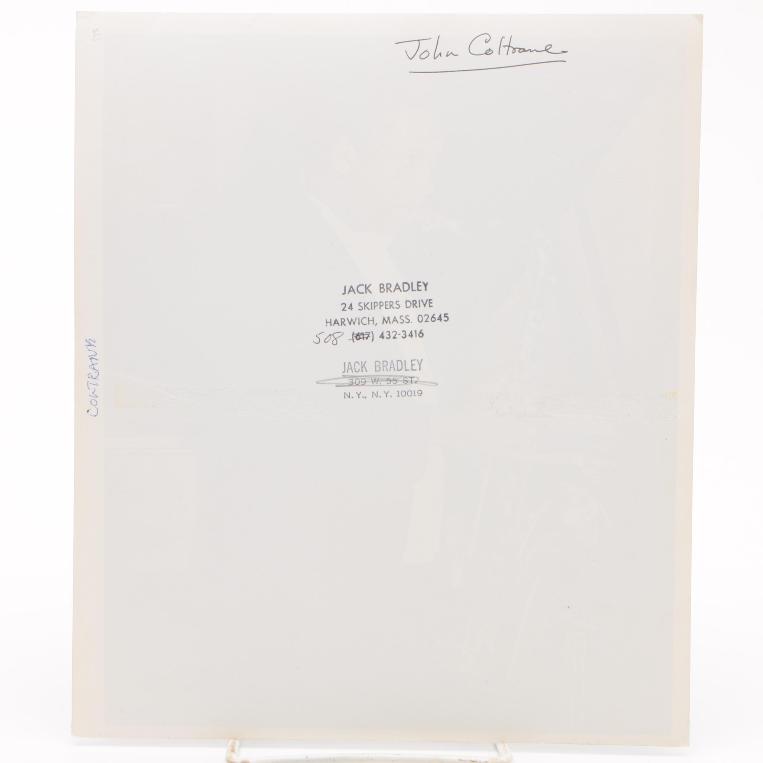 Gelatin-Silver Photograph of John Coltrane from the Jack Bradley Collection