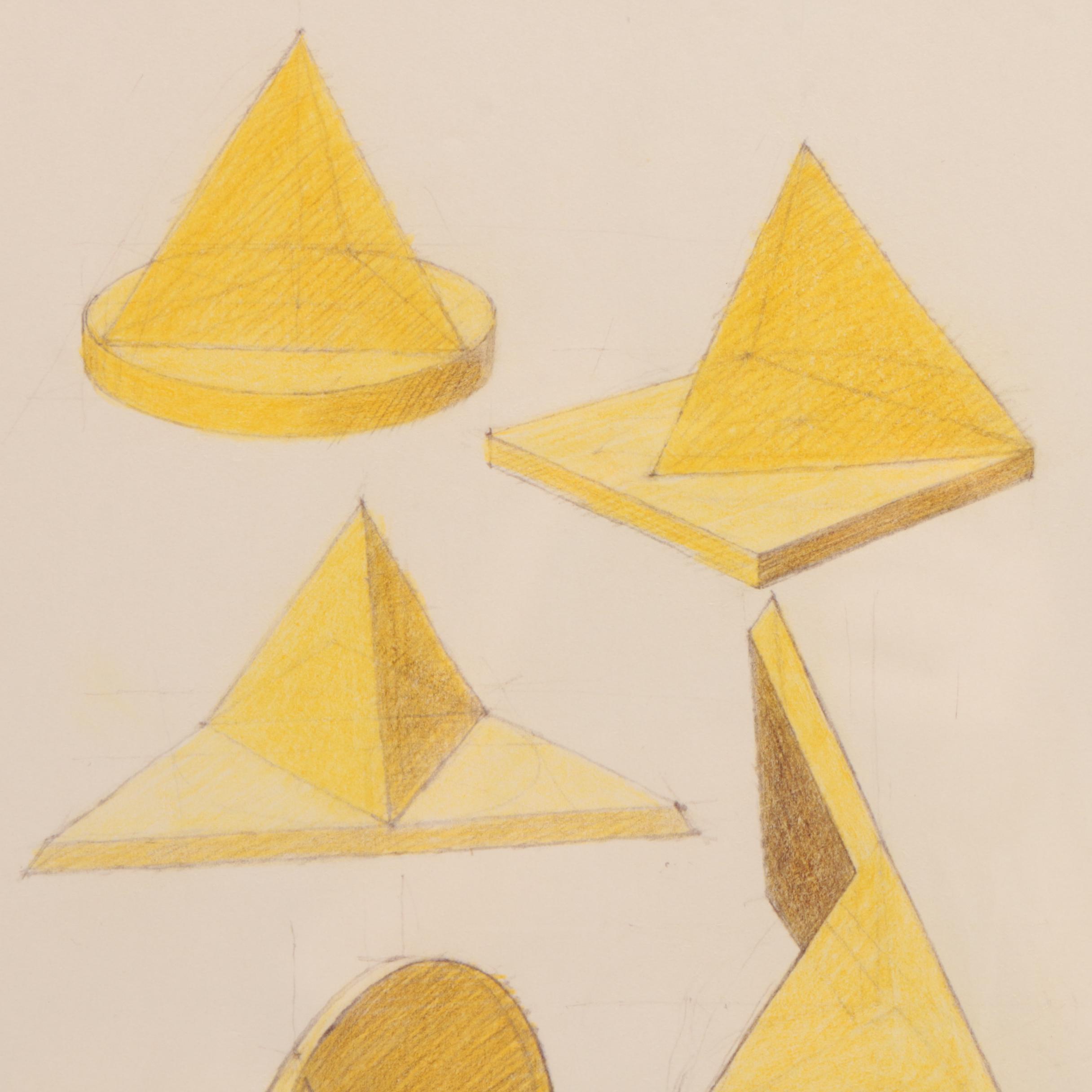 Derrick James Woodham Colored Pencil Drawing "Yellow II (Sculpture Study)"