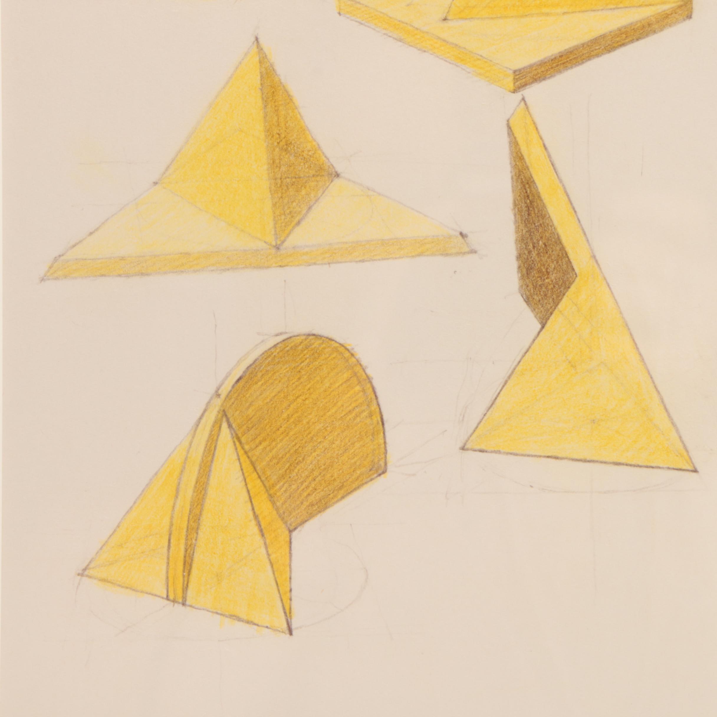 Derrick James Woodham Colored Pencil Drawing "Yellow II (Sculpture Study)"