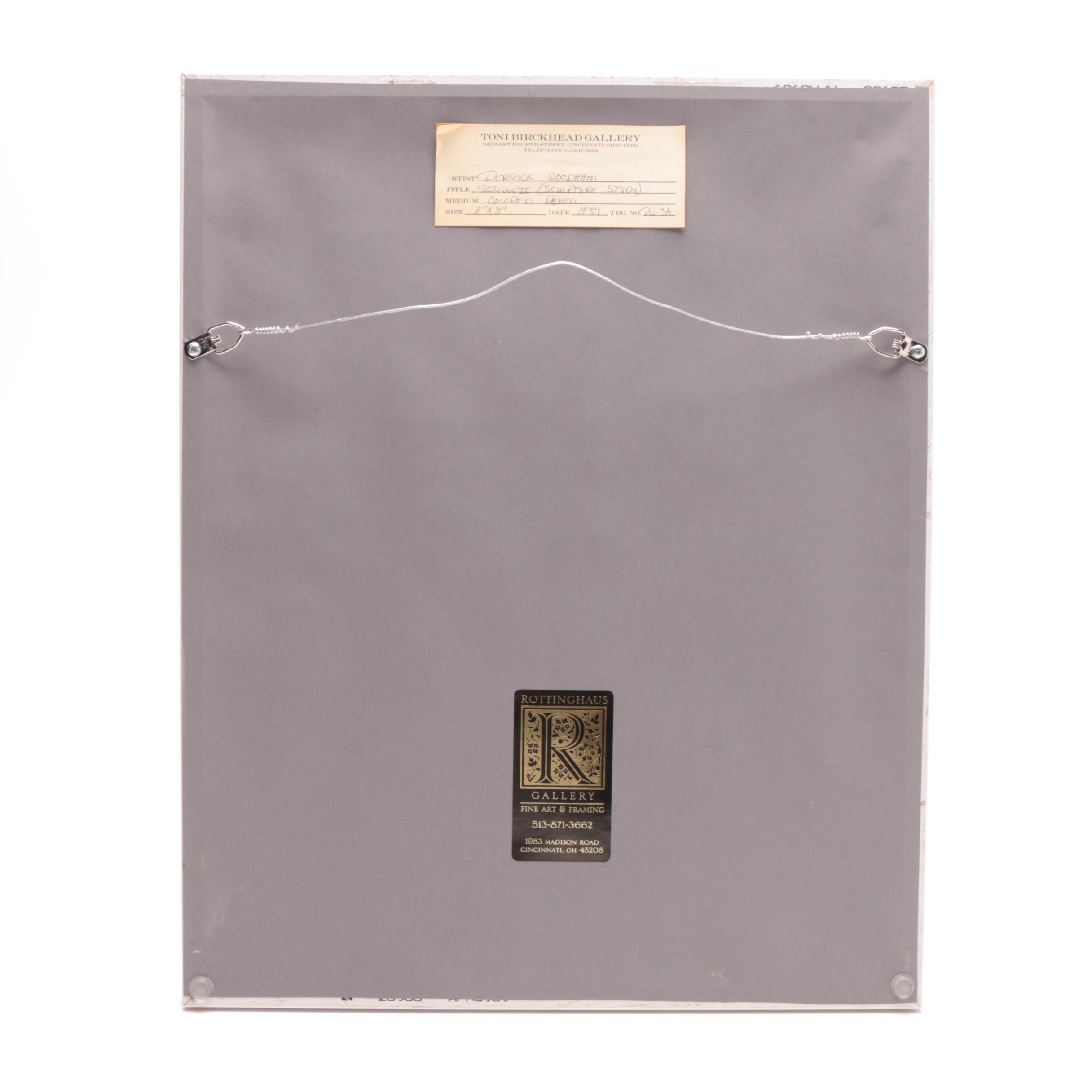 Derrick James Woodham Colored Pencil Drawing "Yellow II (Sculpture Study)"