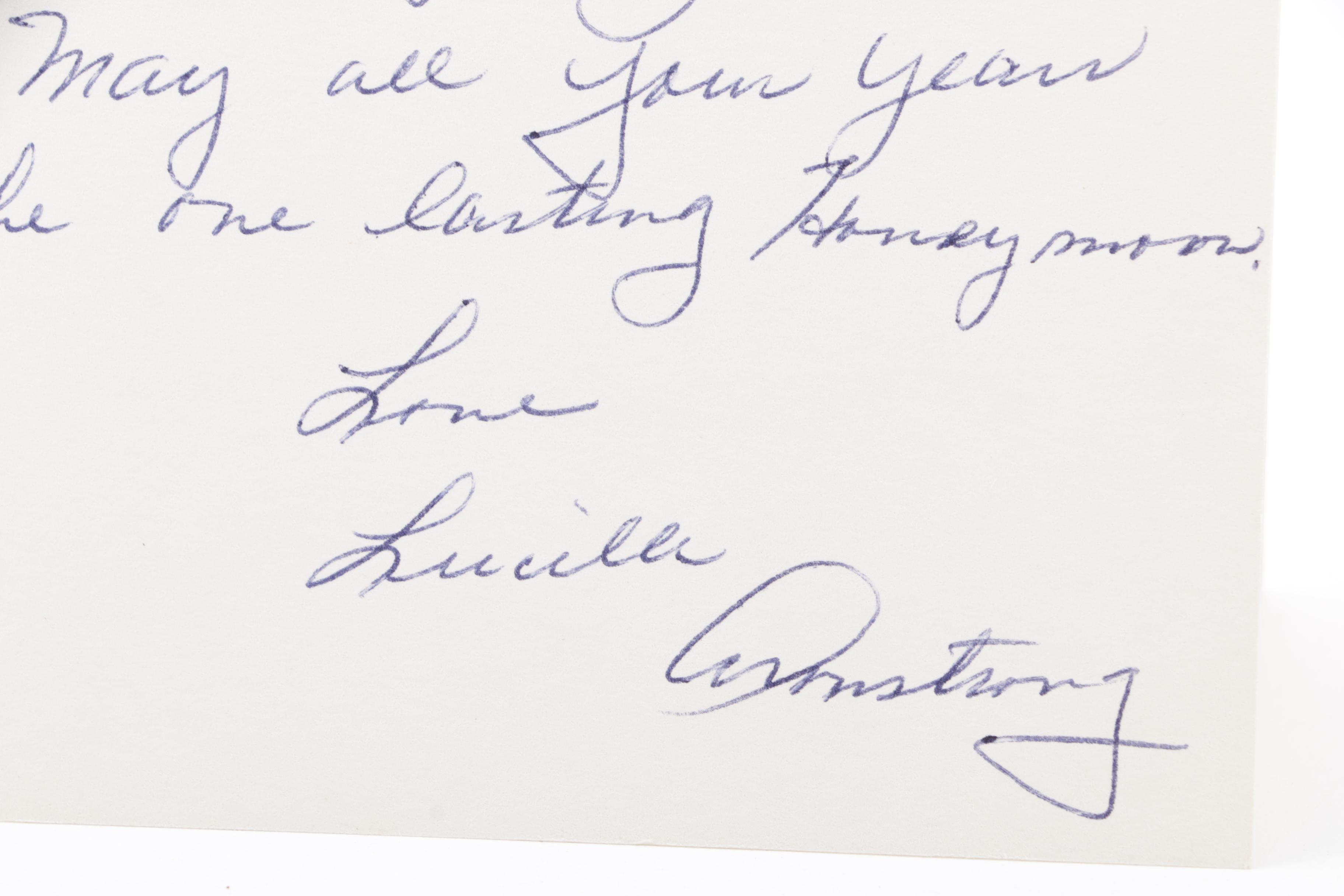 Handwritten Note from Lucille Armstrong to Jack and Nancy Bradley