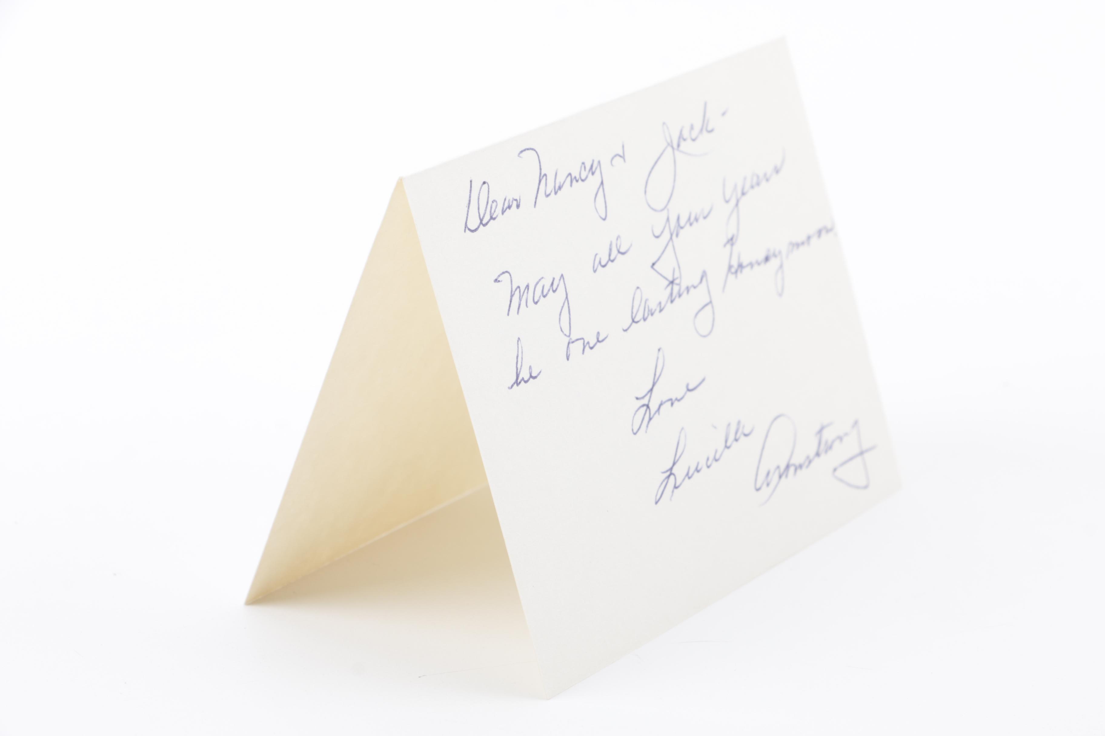 Handwritten Note from Lucille Armstrong to Jack and Nancy Bradley