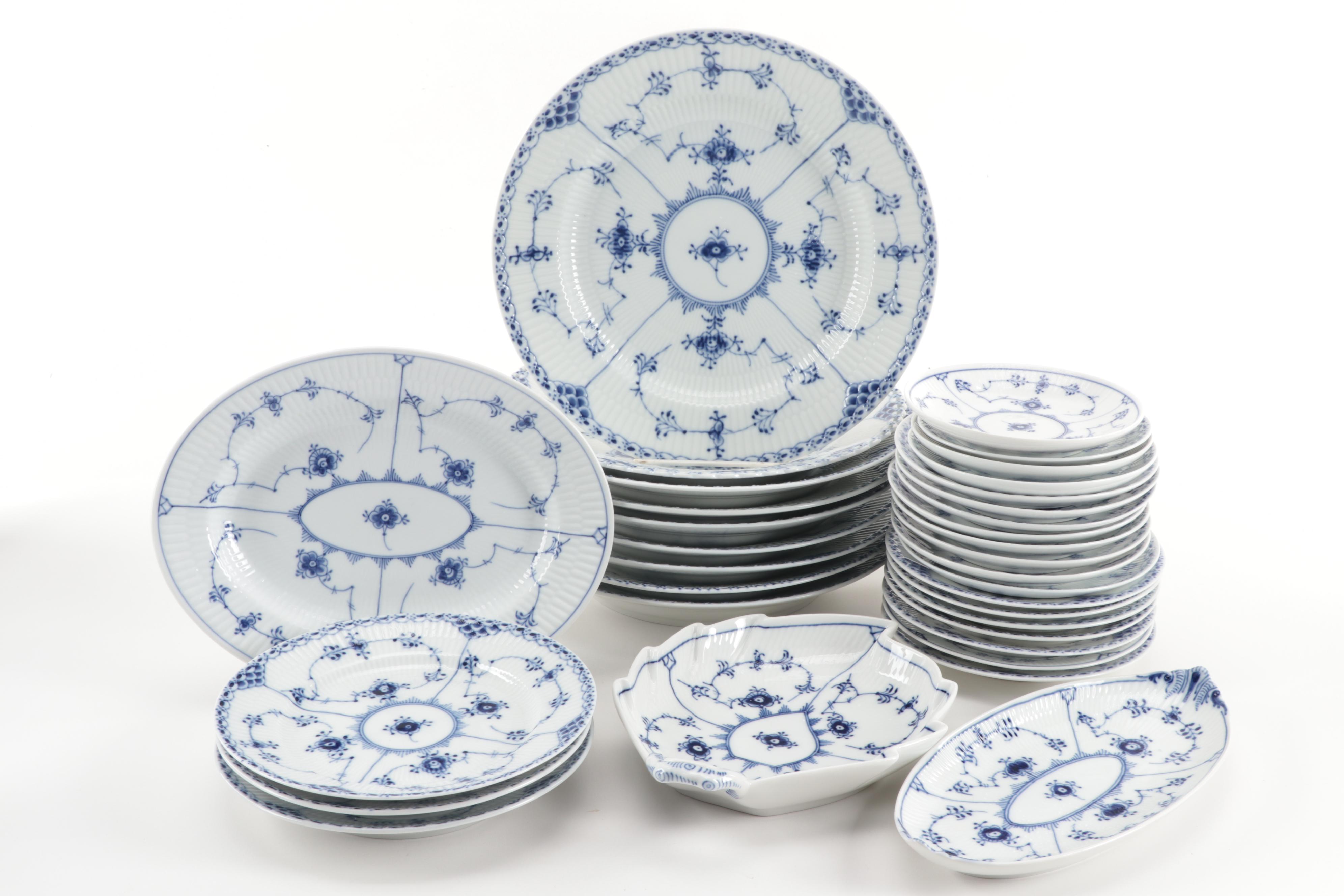 Vintage Royal Copenhagen "Blue Fluted" Porcelain Dinnerware