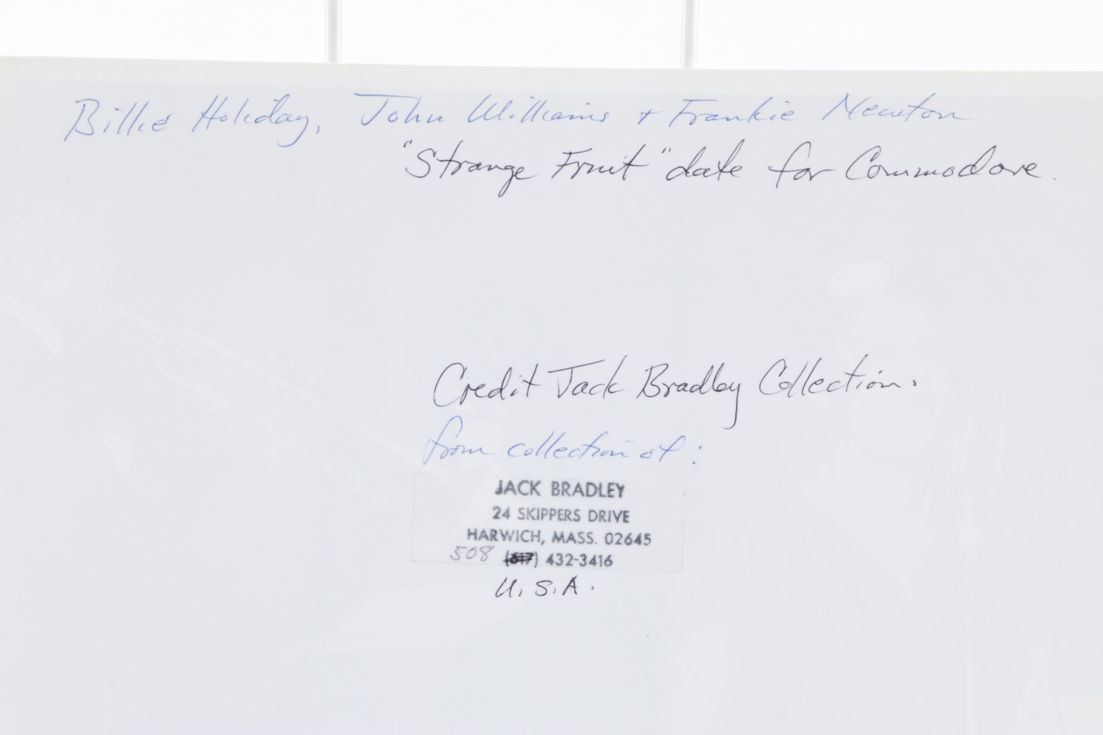 Photographs featuring Billie Holiday from Jack Bradley's Collection