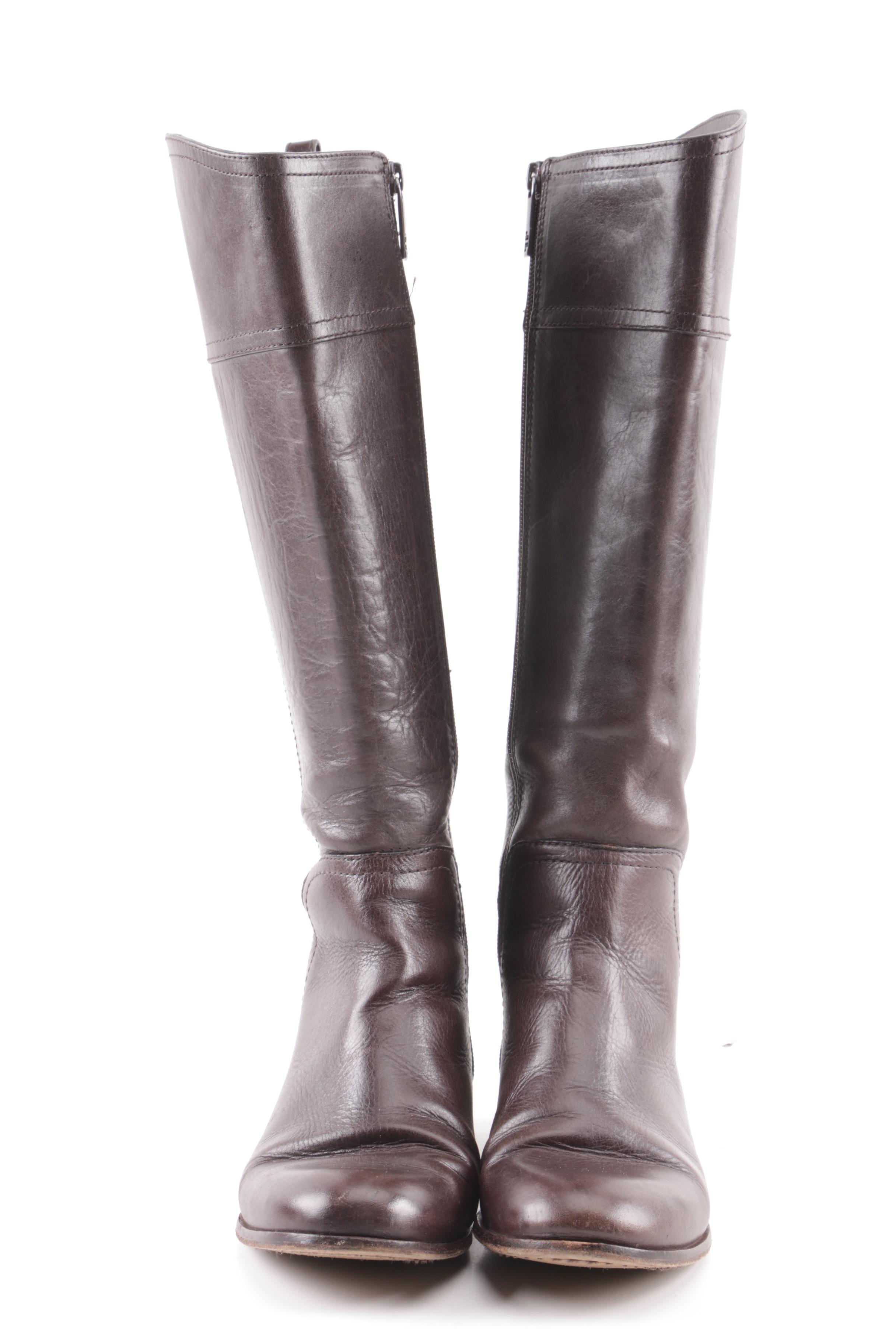 Tory Burch Brown Leather Knee-High Boots