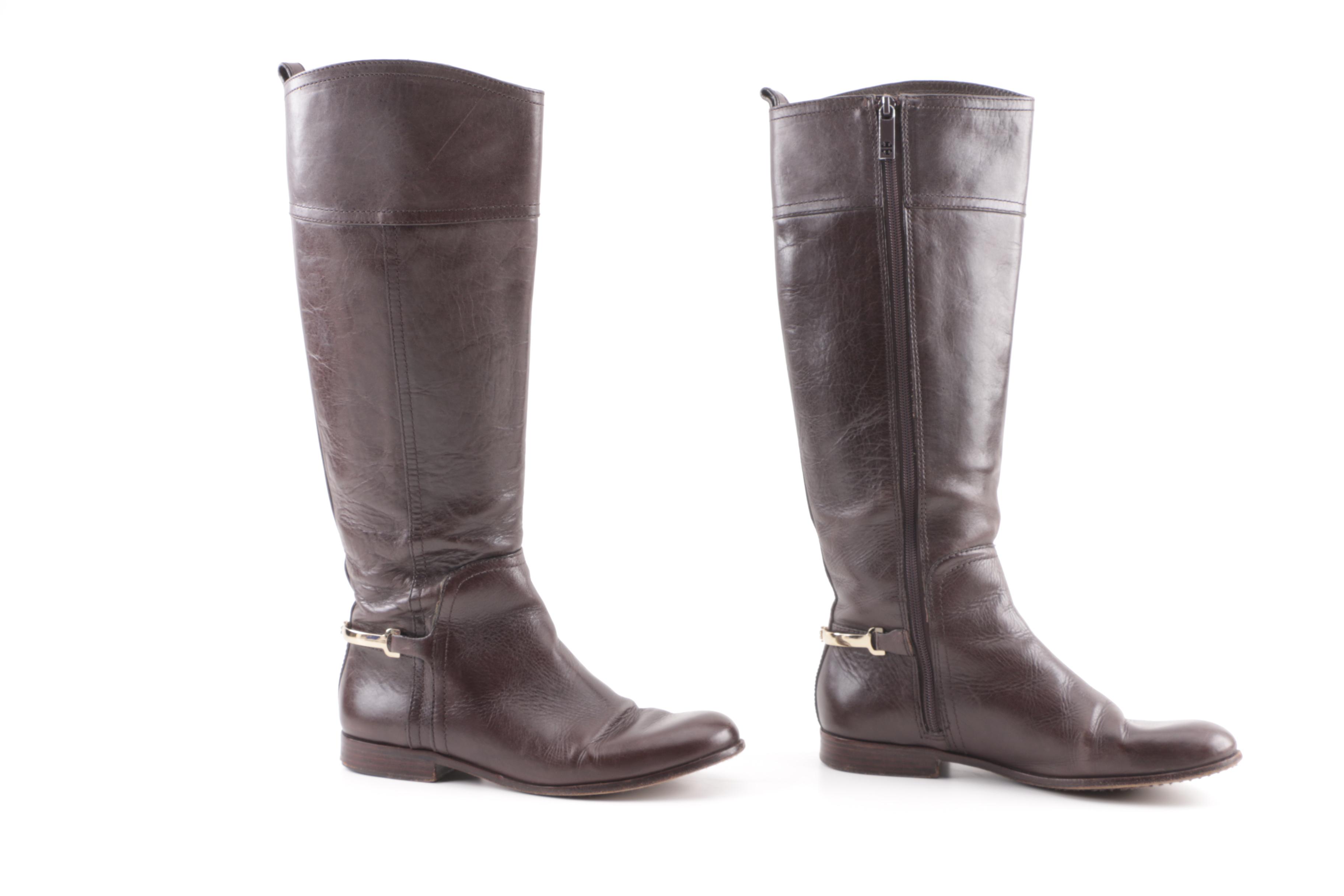 Tory Burch Brown Leather Knee-High Boots