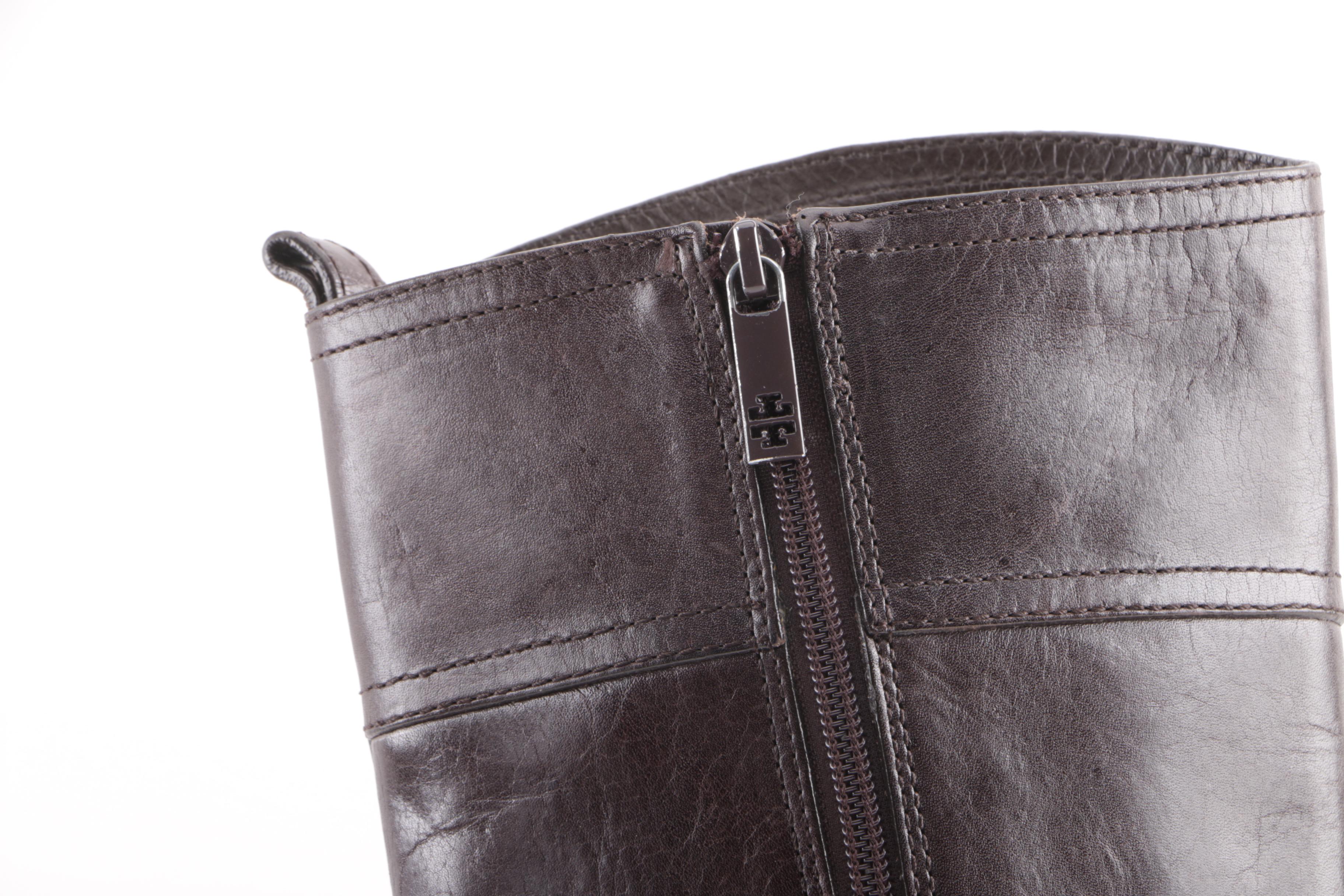 Tory Burch Brown Leather Knee-High Boots