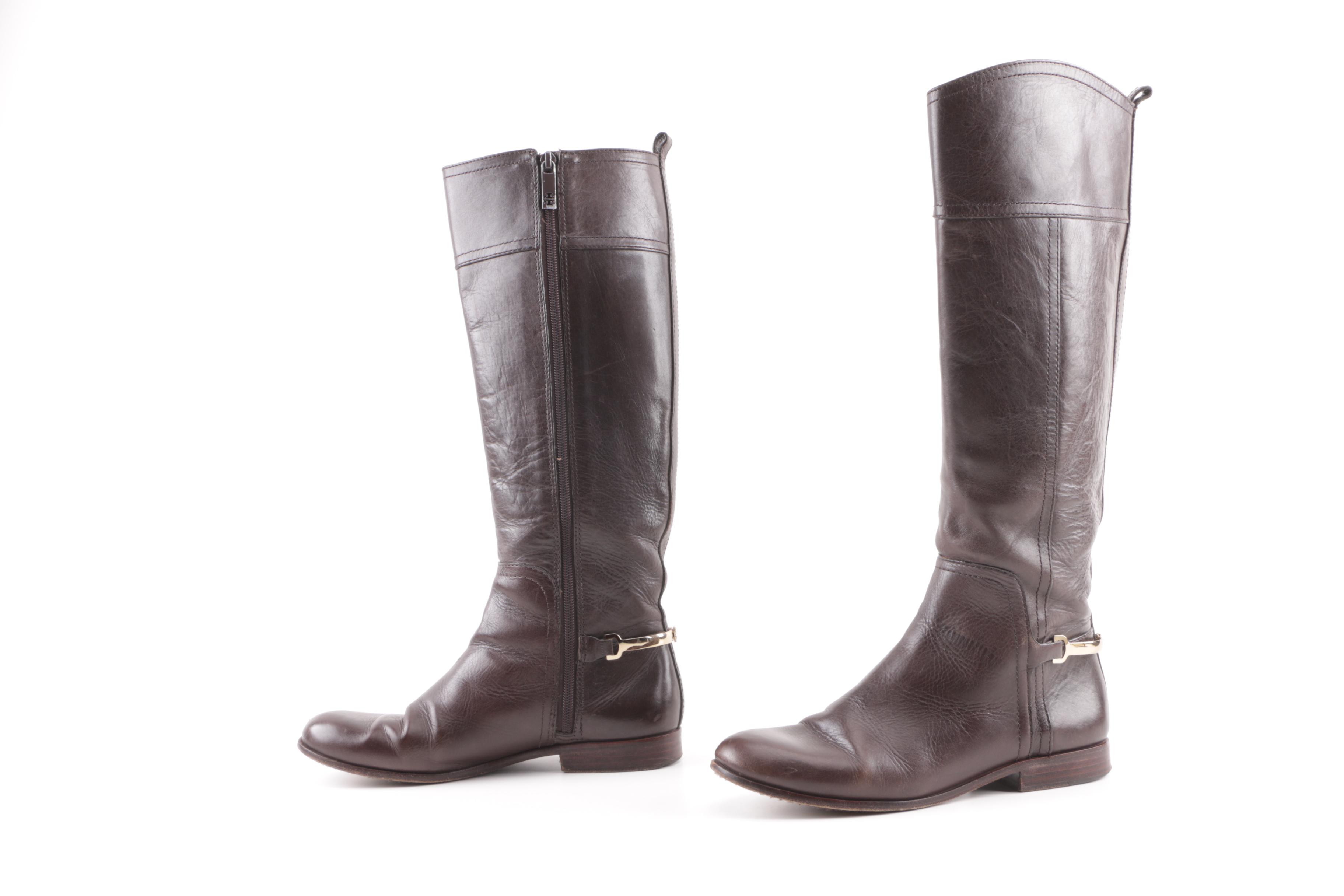 Tory Burch Brown Leather Knee-High Boots