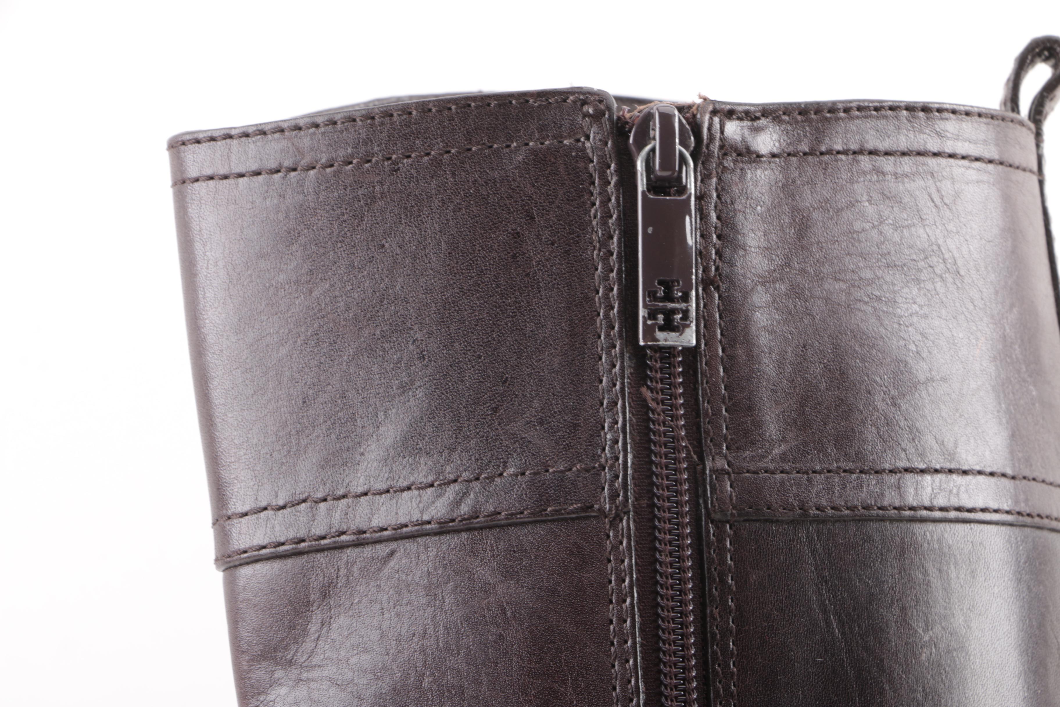 Tory Burch Brown Leather Knee-High Boots