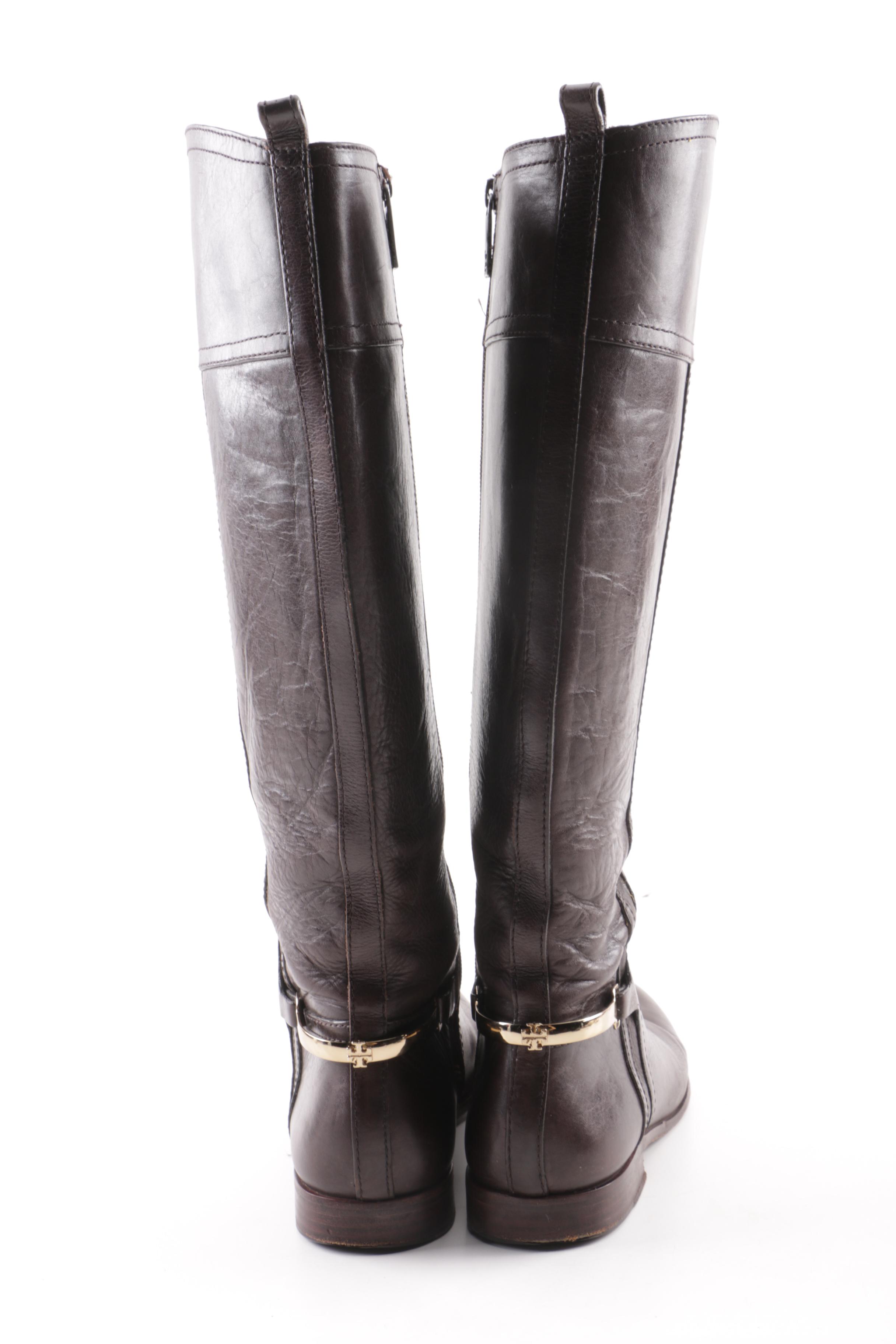 Tory Burch Brown Leather Knee-High Boots