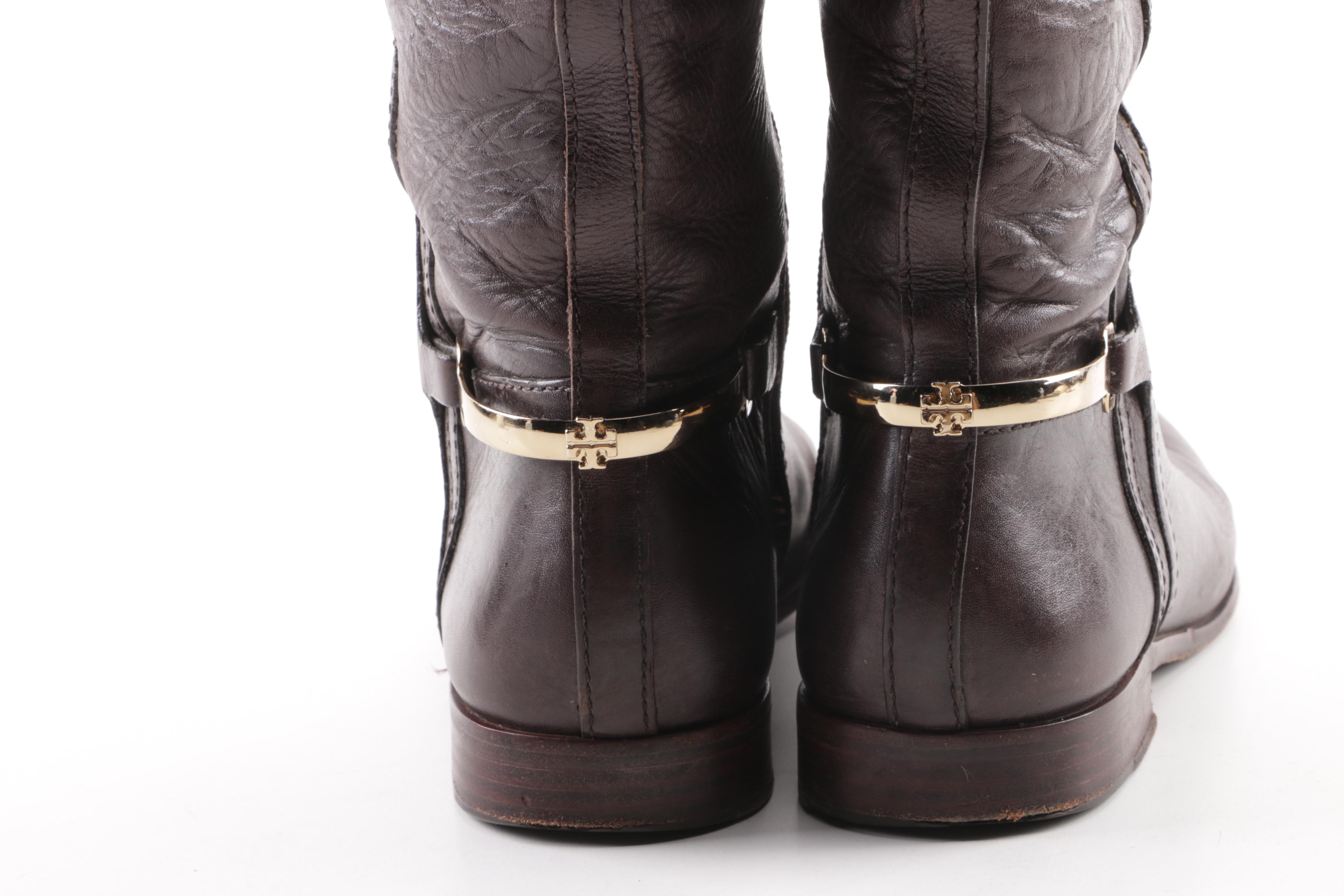 Tory Burch Brown Leather Knee-High Boots