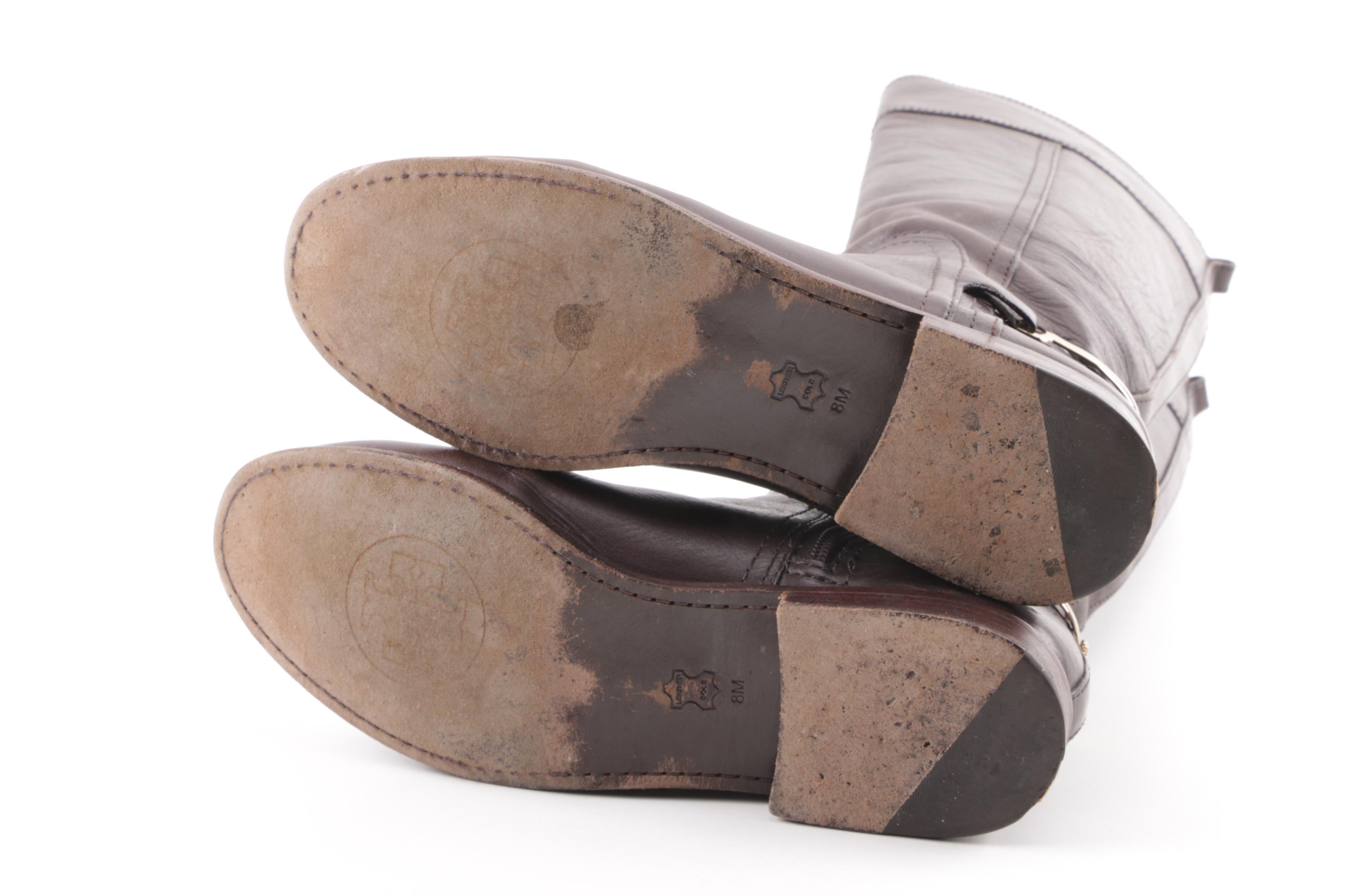 Tory Burch Brown Leather Knee-High Boots