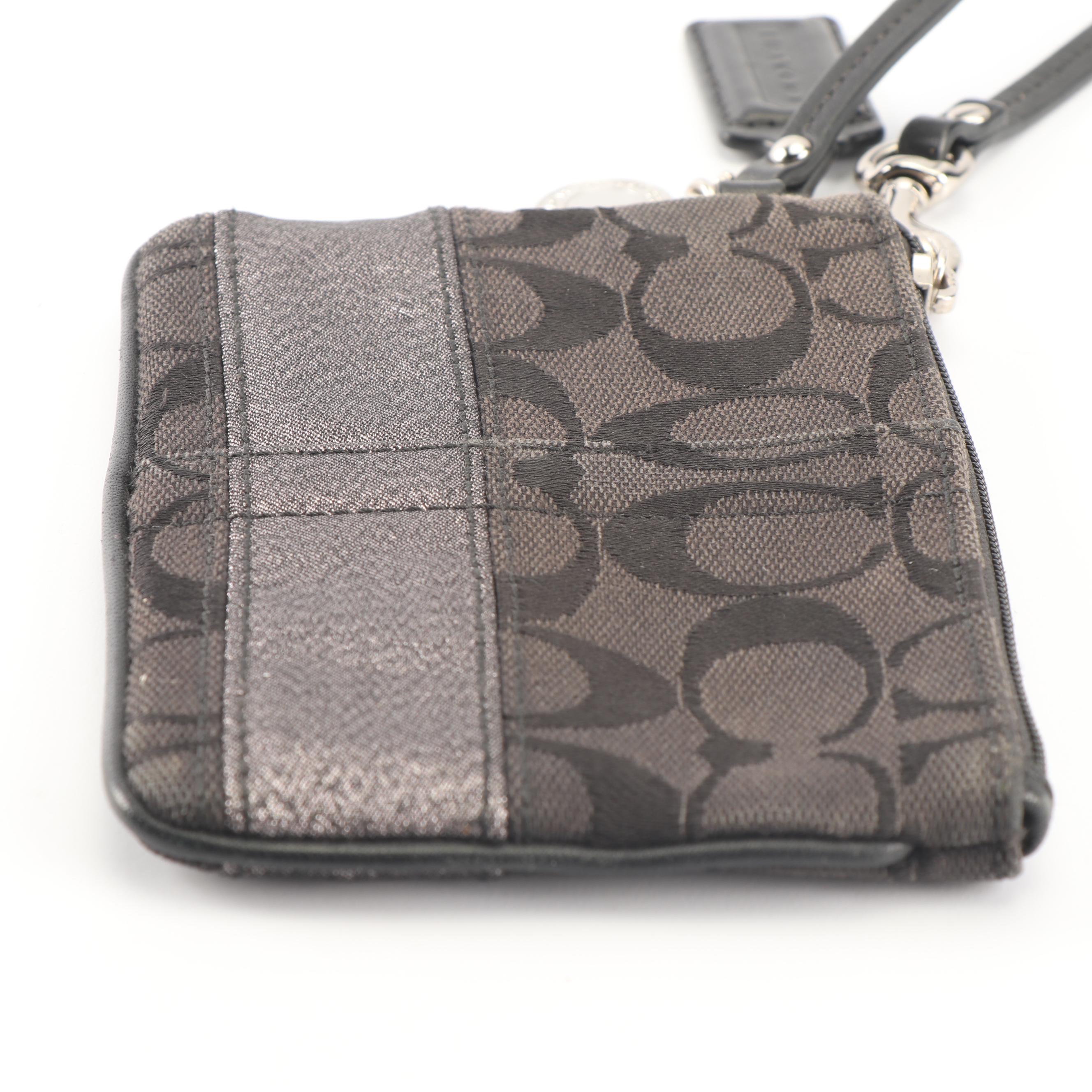 Coach Signature Stripe Canvas and Leather Wristlet