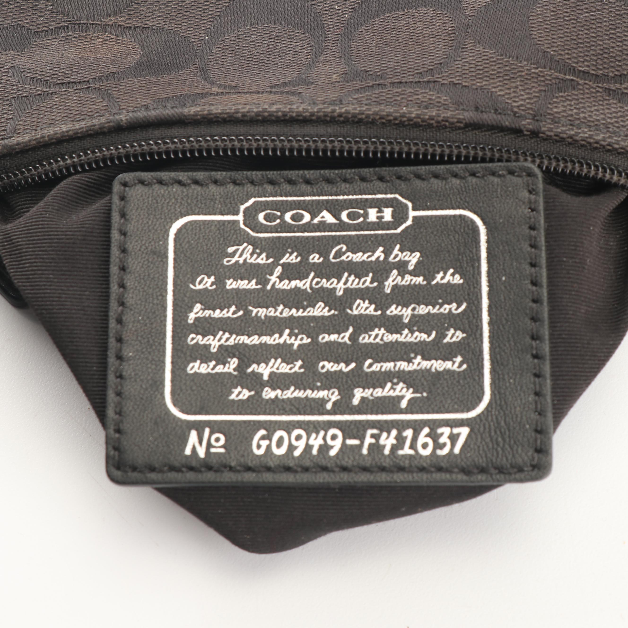 Coach Signature Stripe Canvas and Leather Wristlet