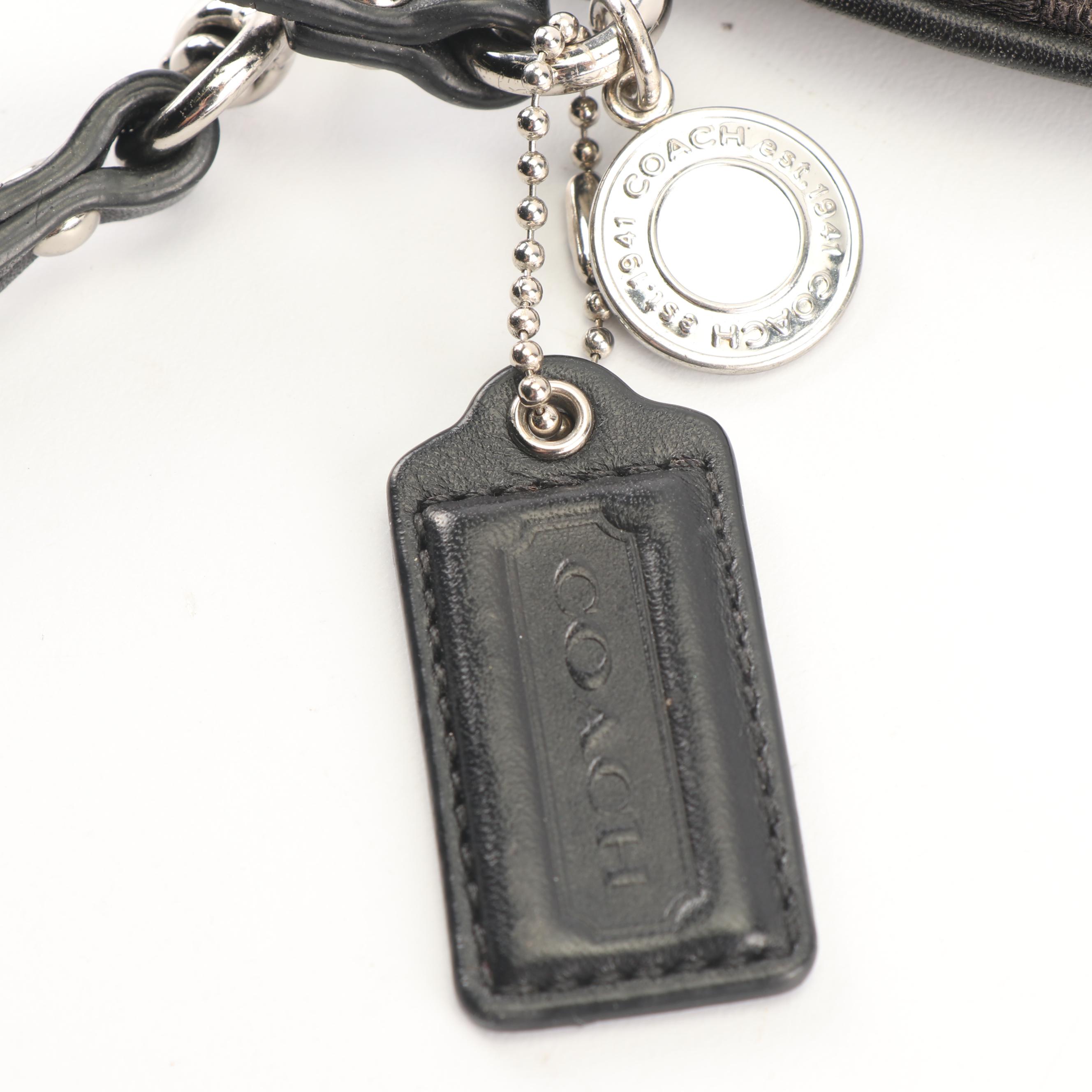 Coach Signature Stripe Canvas and Leather Wristlet