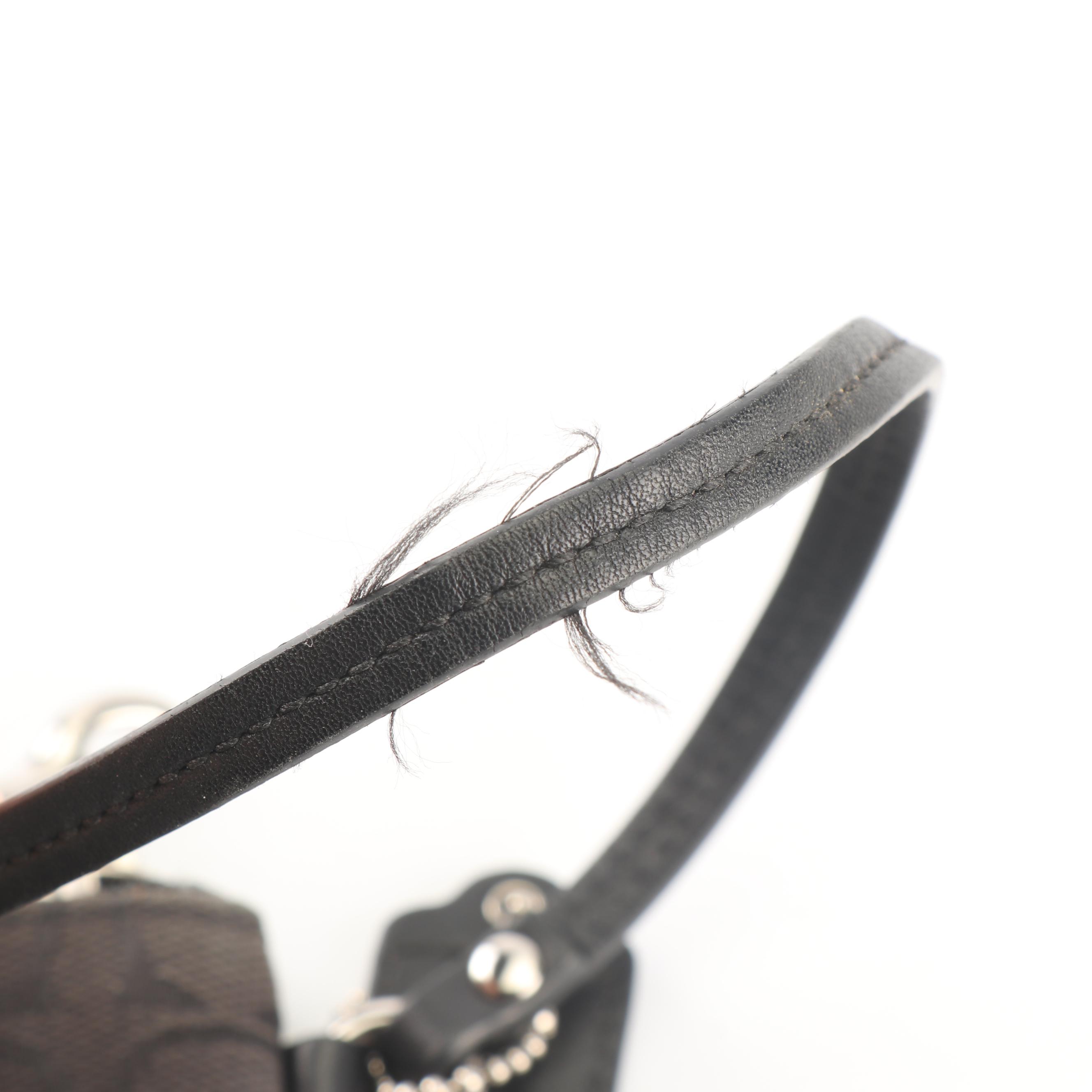 Coach Signature Stripe Canvas and Leather Wristlet