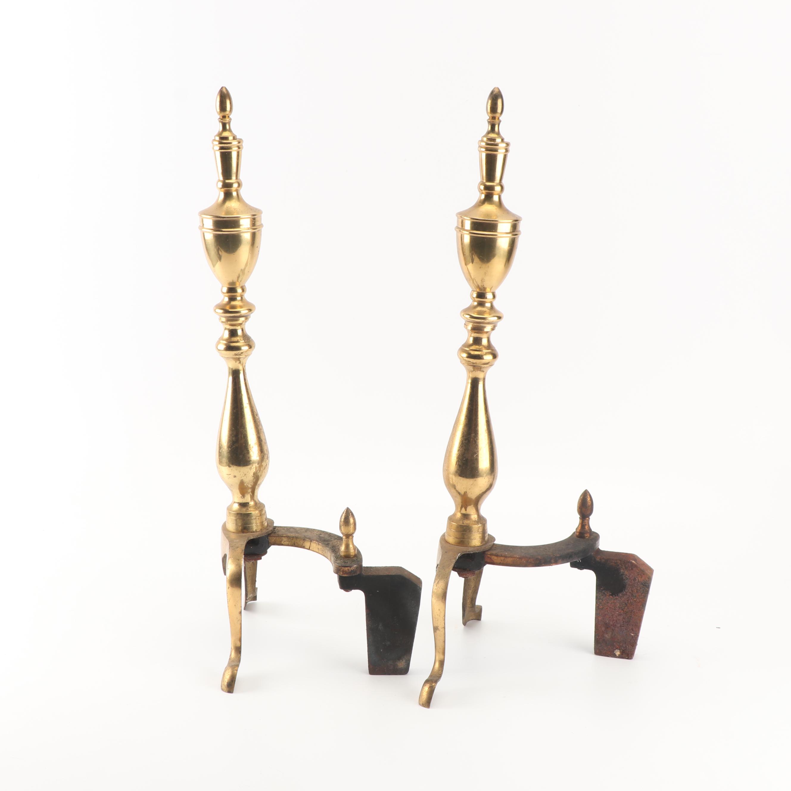 Federal Style Brass Andirons