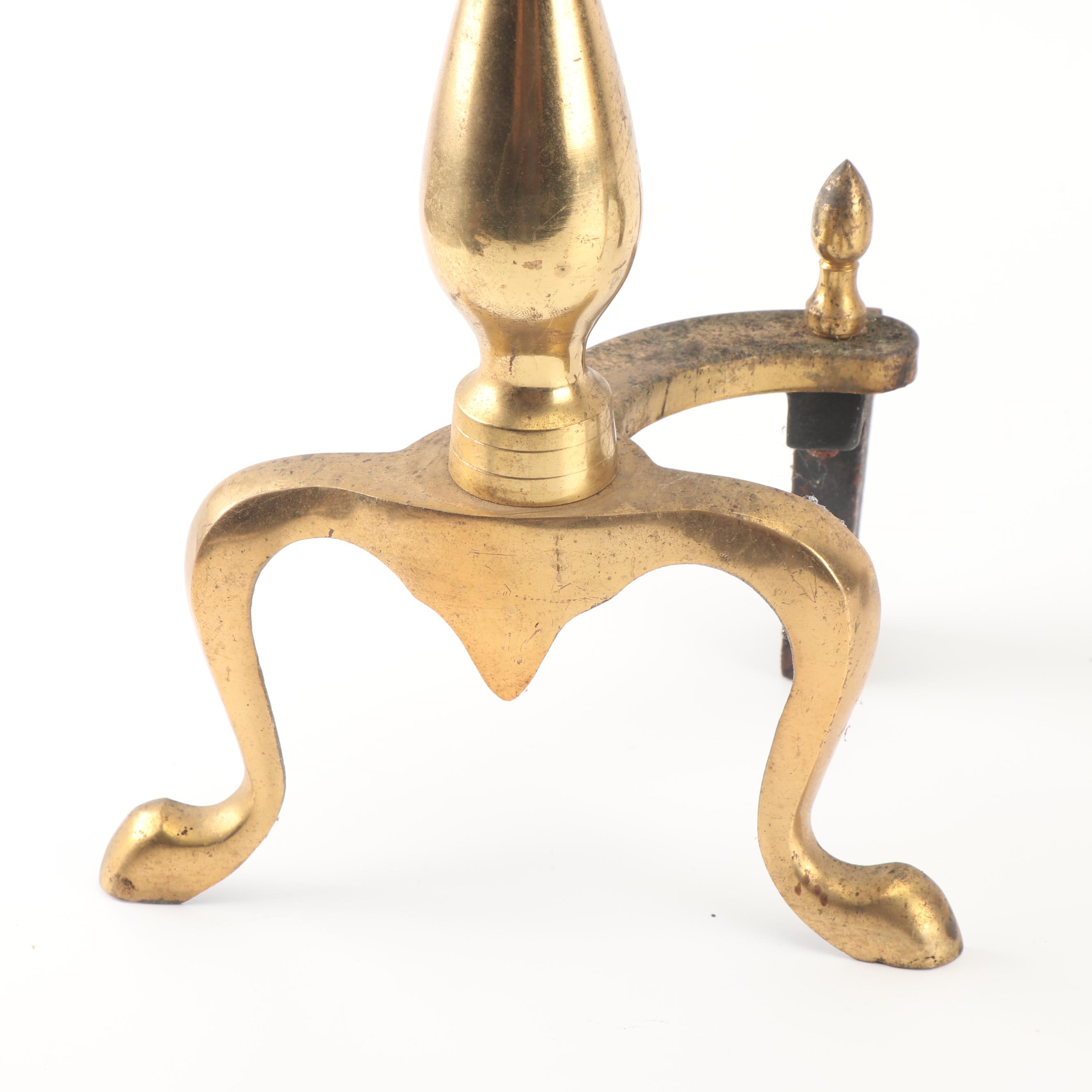 Federal Style Brass Andirons