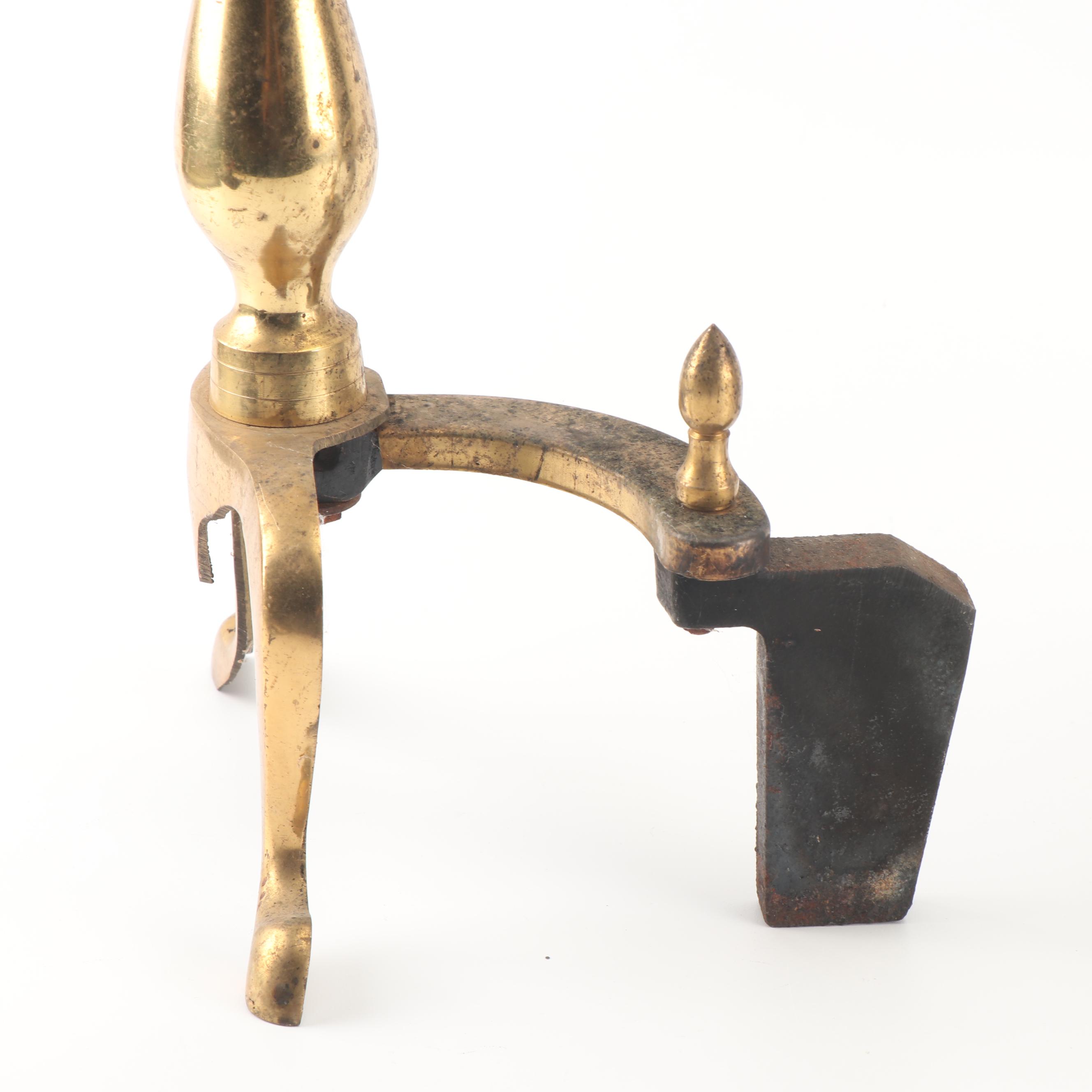 Federal Style Brass Andirons