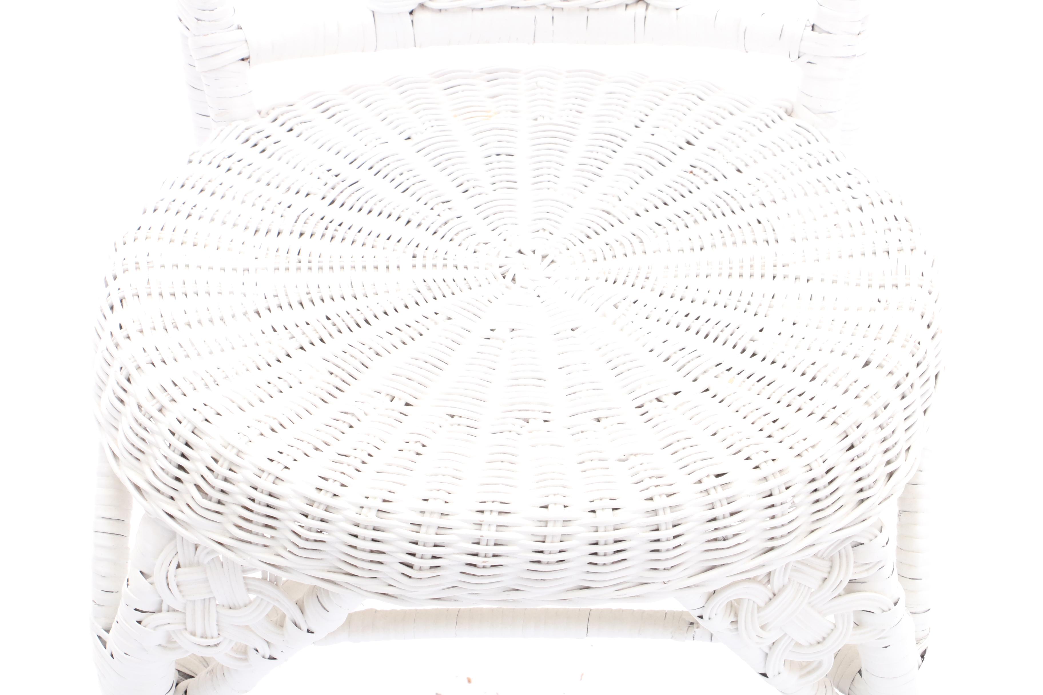 Wicker Vanity Set with Chair in White